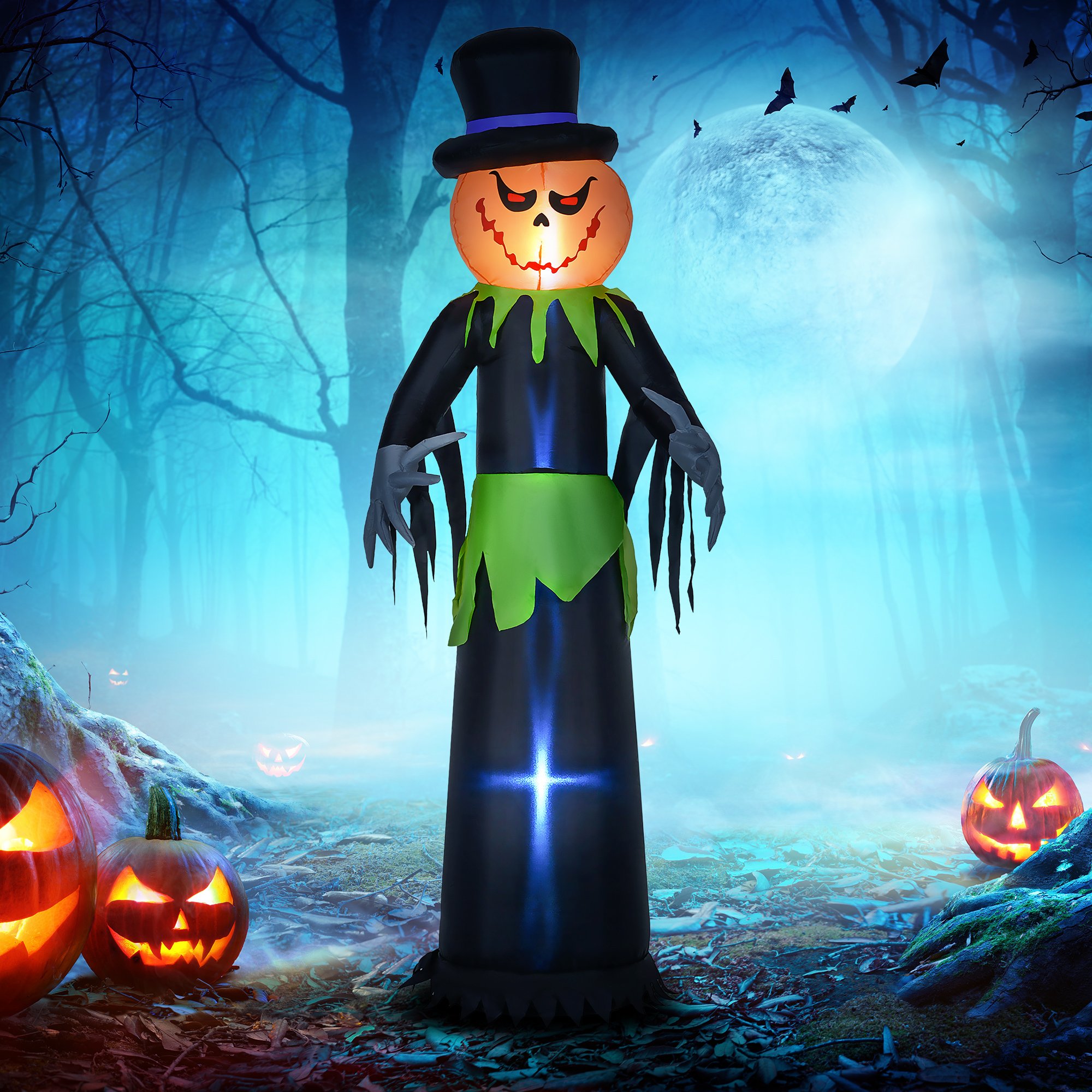 Outsunny 8ft Halloween Inflatable Pumpkin Ghost Inflatable Decoration