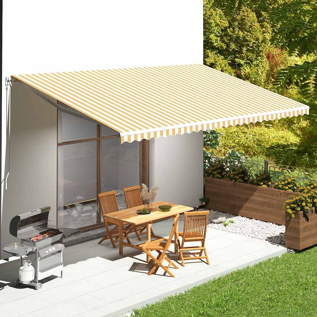 Walplus Polyester Awning - Yellow and White - 600 x 350 cm - 580 x 345 cm Fabric