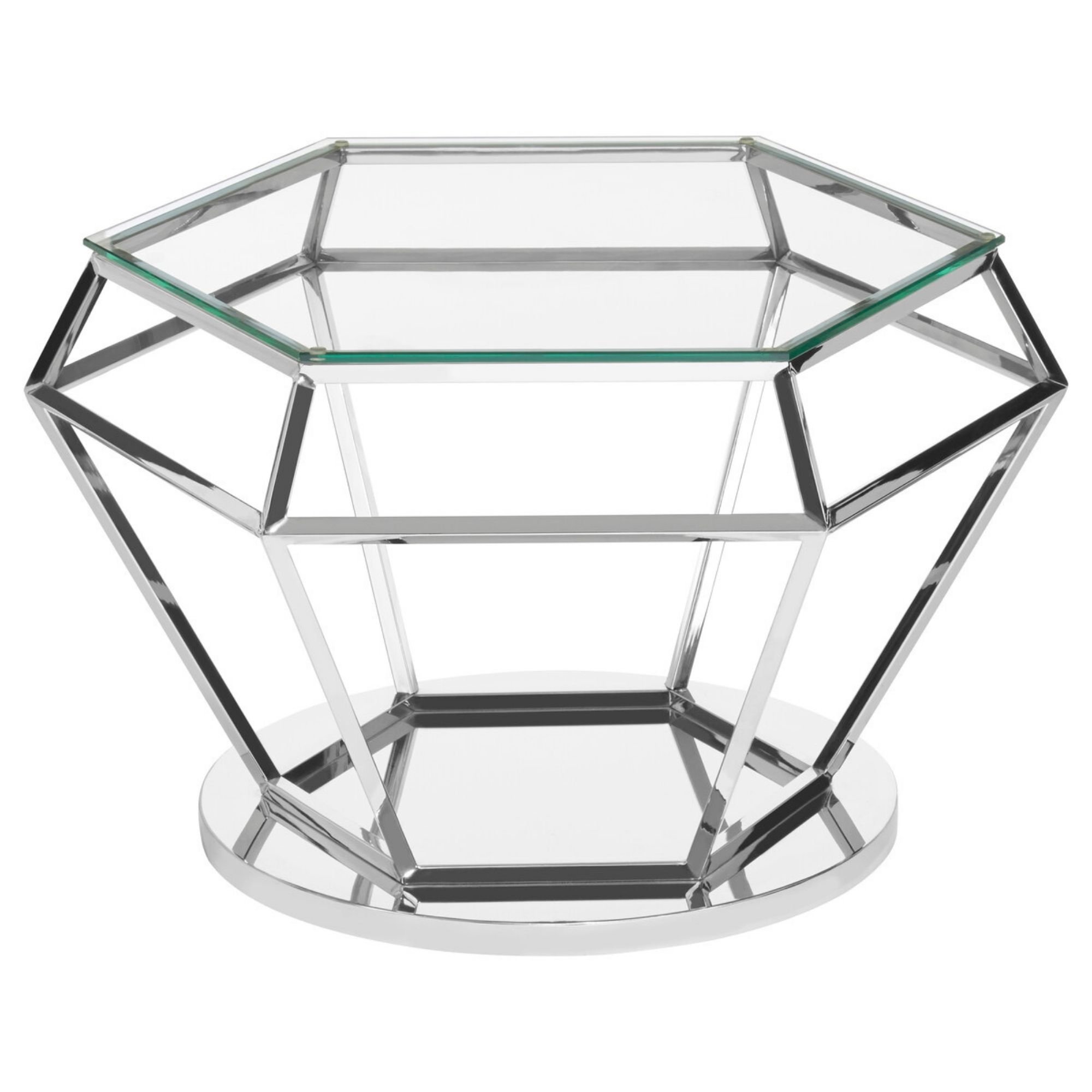 Orsina Allure Octagonal Glass Coffee Table - Silver