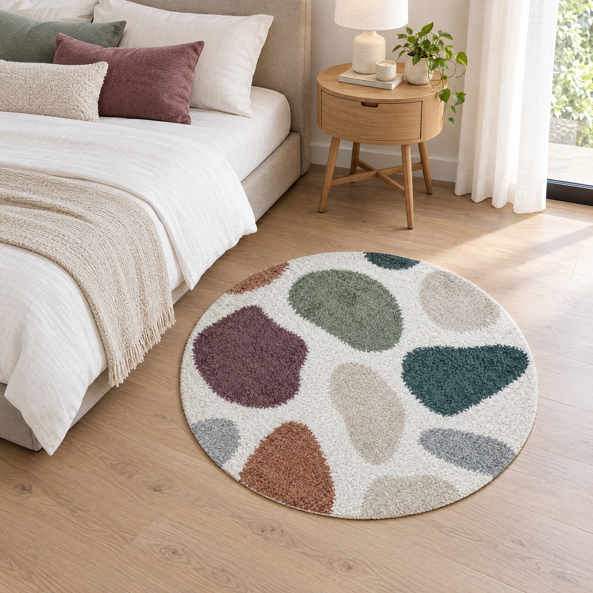The Rugs Multicoloured Moodi Pebble Round Shaggy Rug - 120cm