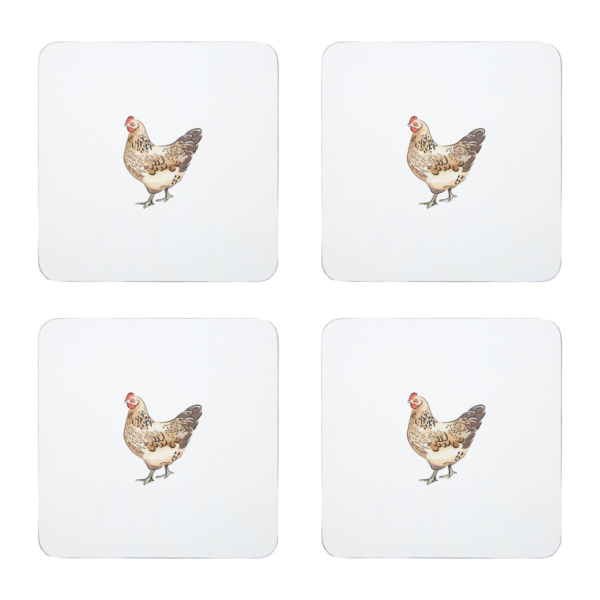 Orsina Set Of 4 Mrs Henderson Cork Coasters - White