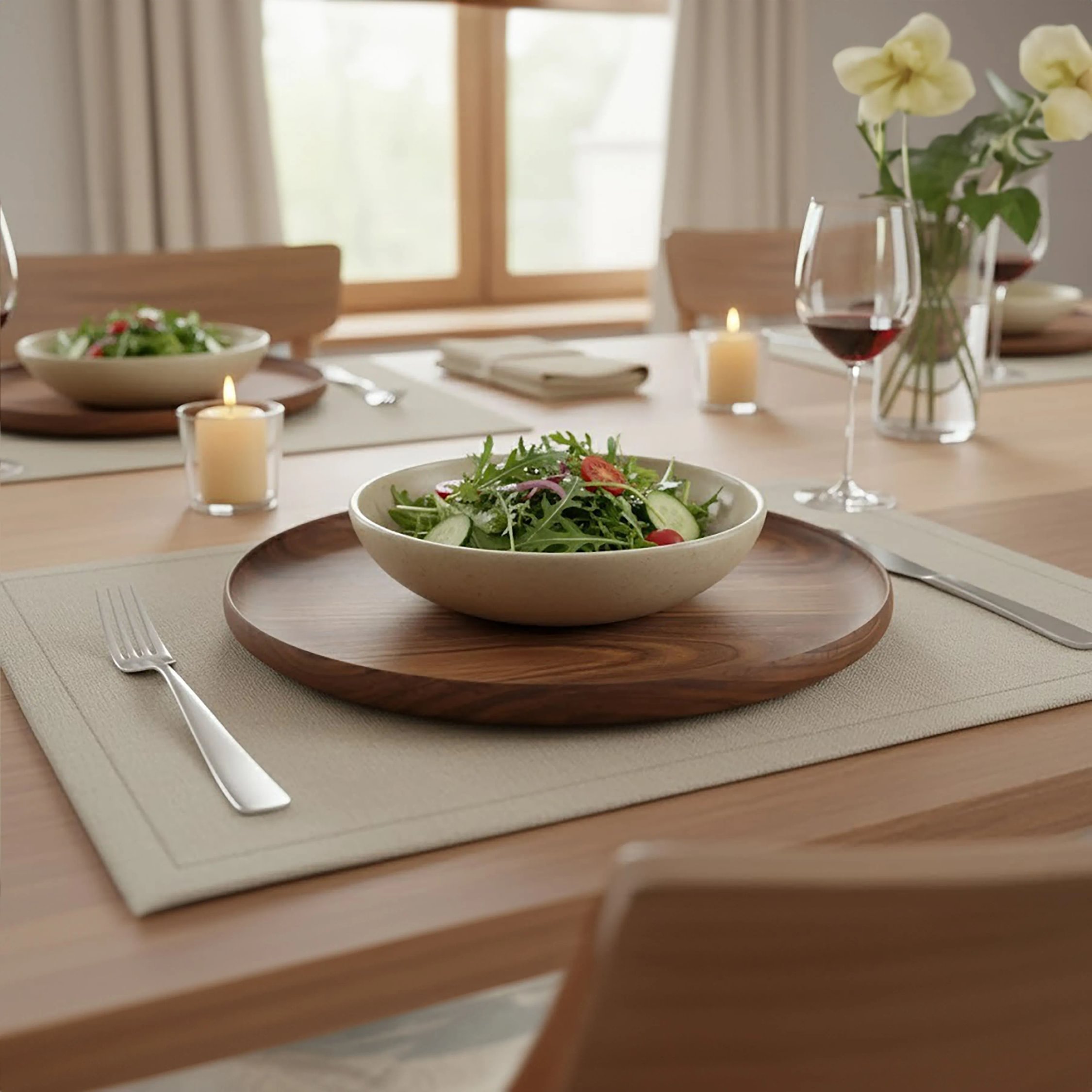 Orsina Rosi Round Sheesham Wood Plate - Natural