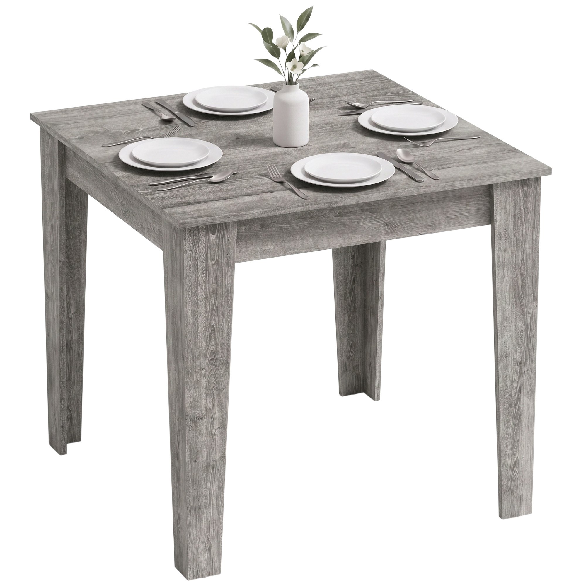 HOMCOM 4 Seater Dining Table with Wood Effect Tabletop - Grey Wood Effect