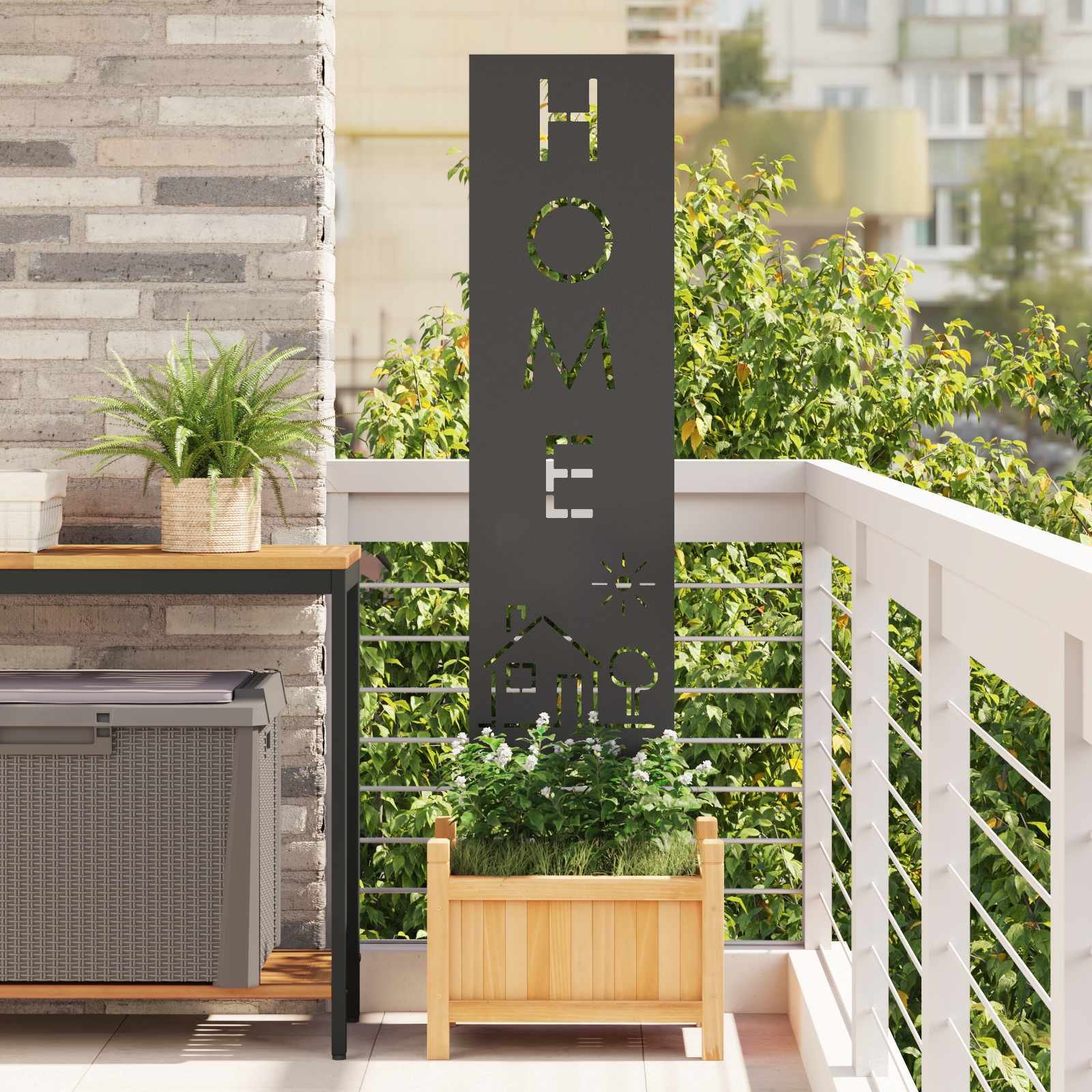Walplus Steel Garden Privacy Screen - Black - 32 x 1.7 x 140 cm