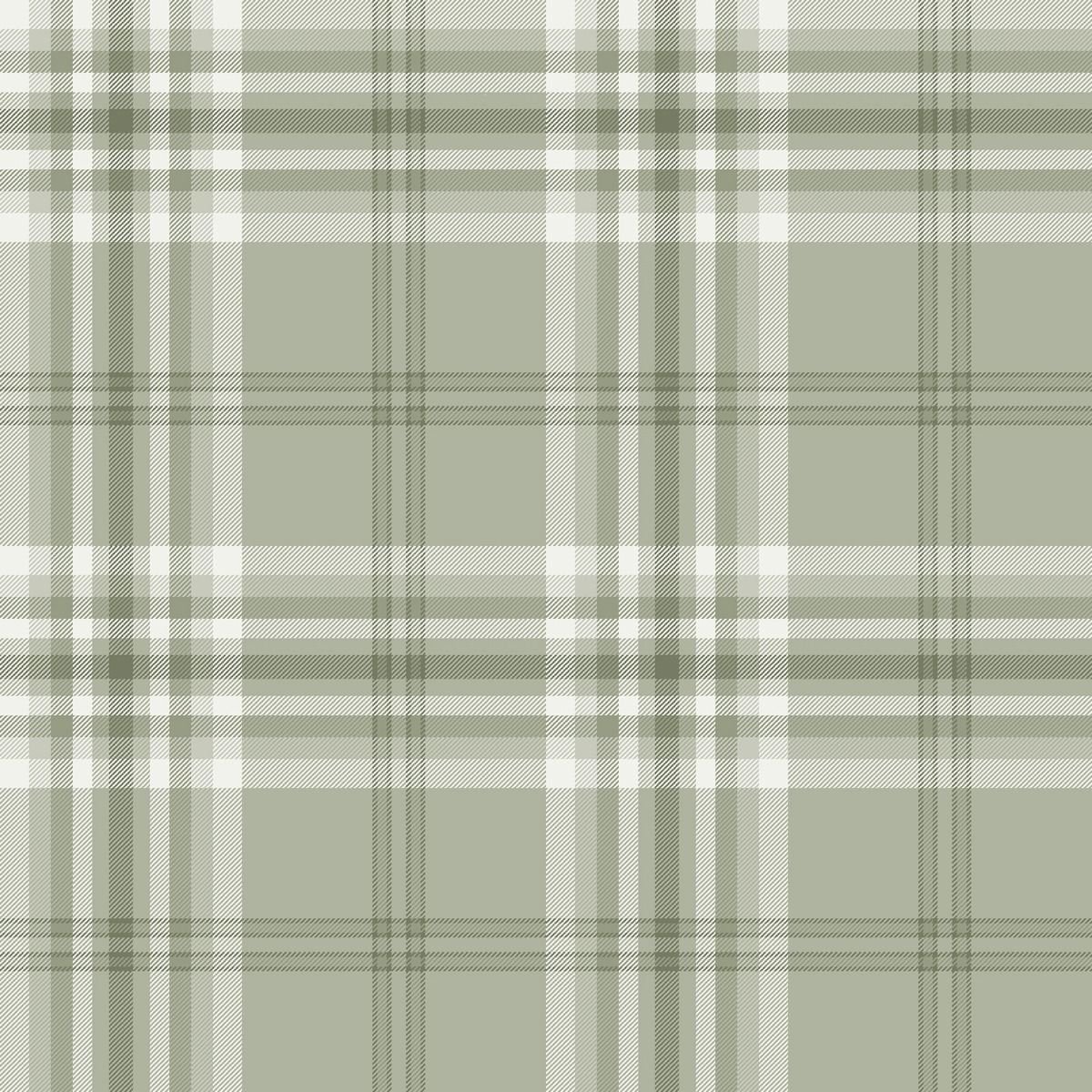 Muriva Catherine Lansfield Kelso Checked Wallpaper - Sage Green