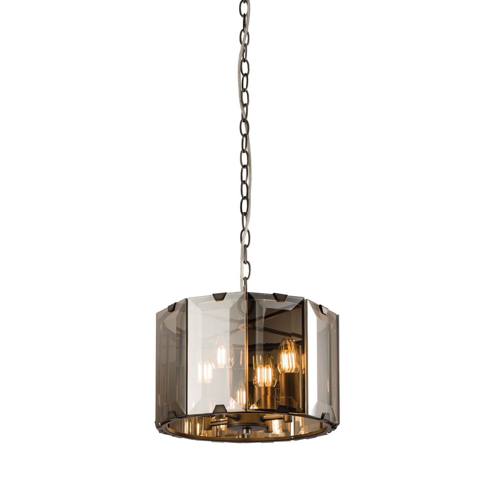 Loops Direct Steel Glass Ceiling Pendant Light - Slate Grey