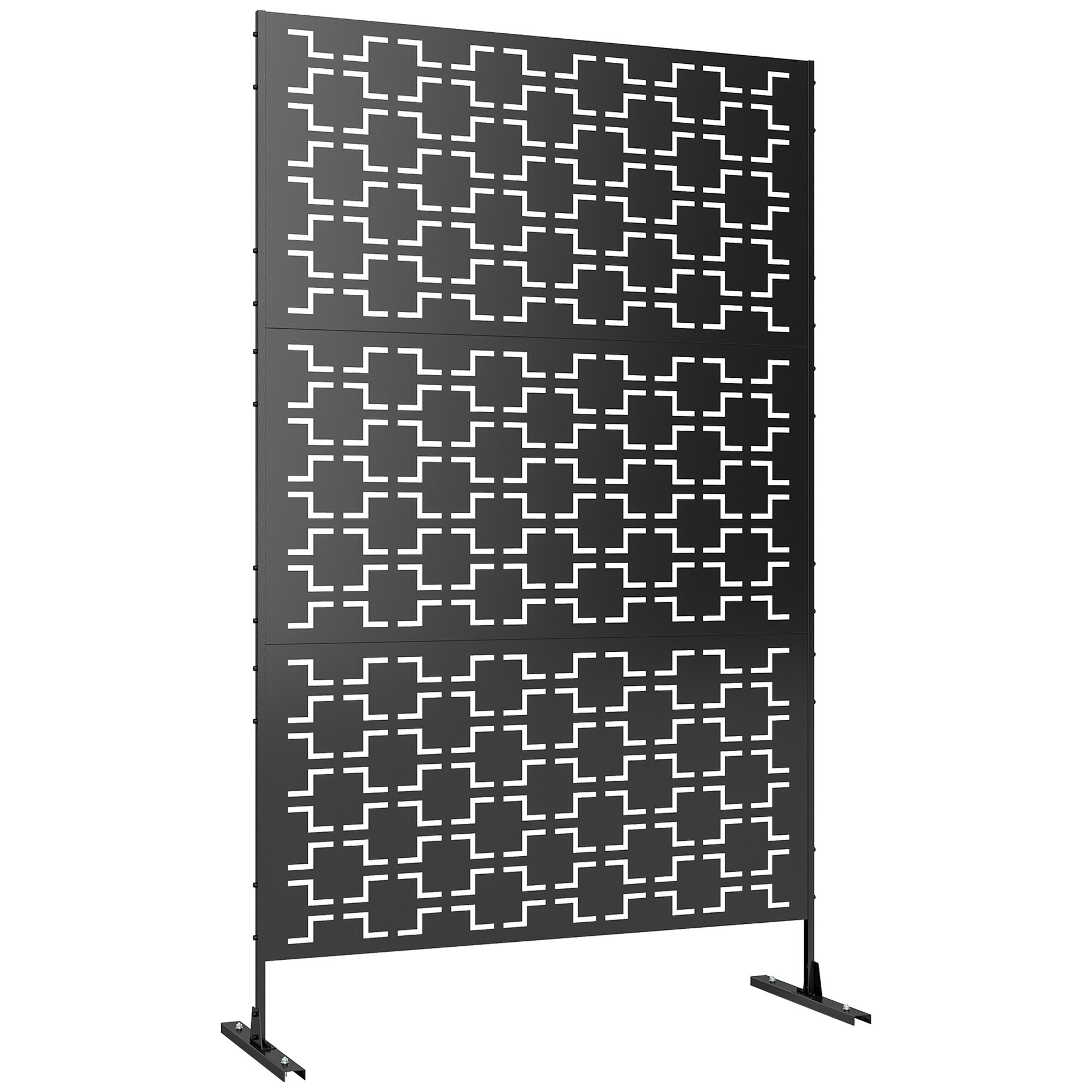 Outsunny Steel Grid Garden Privacy Screen – Black