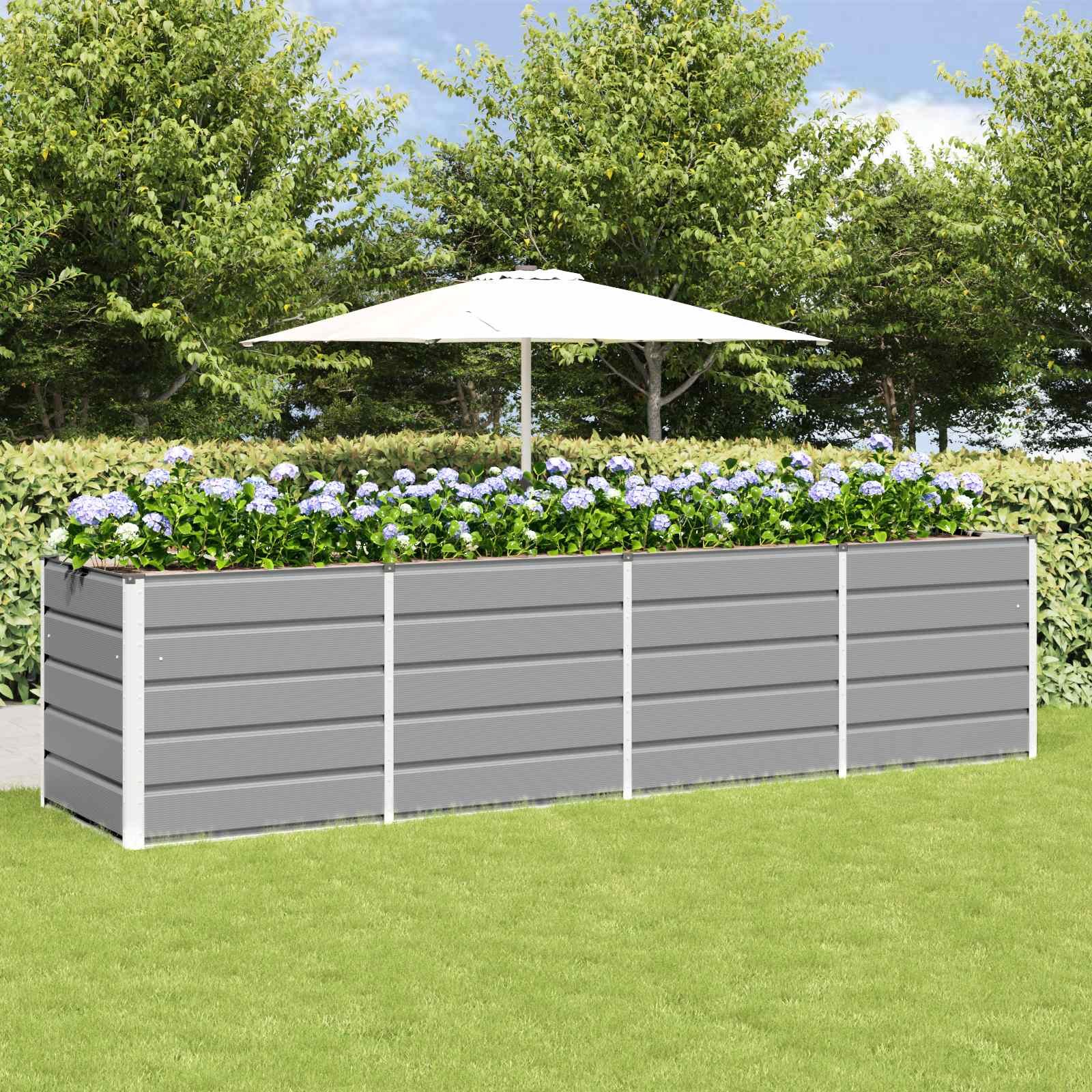 Walplus Steel Garden Planter - Light Grey - 320 x 80 x 75 cm