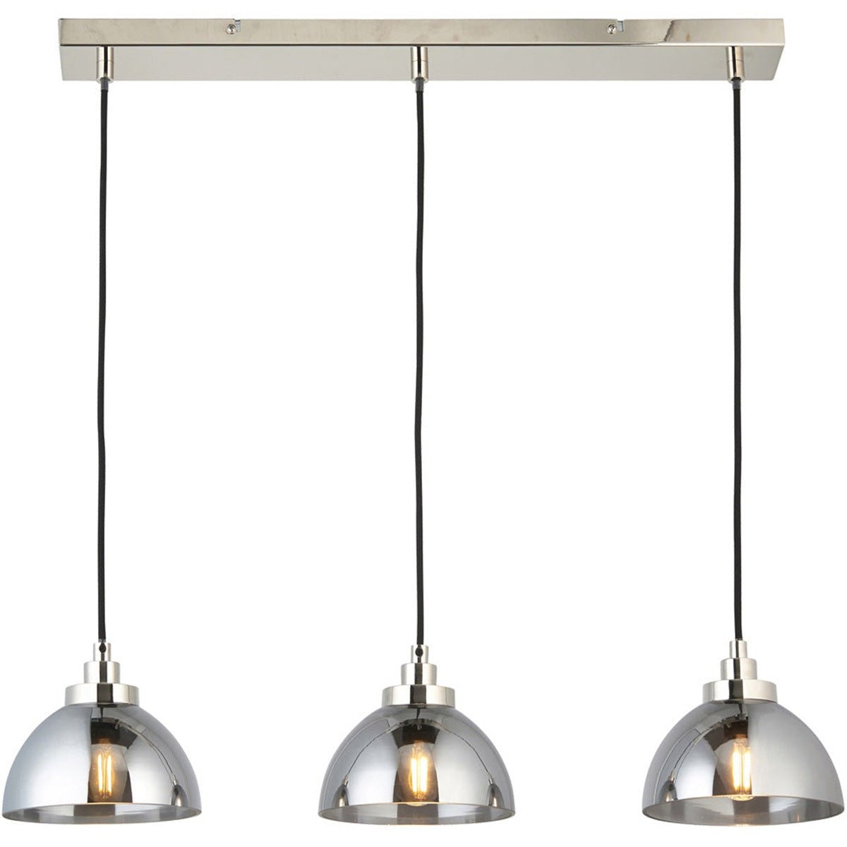 Loops Direct 70cm Diameter Steel and Glass Pendant Light - Bright Nickel