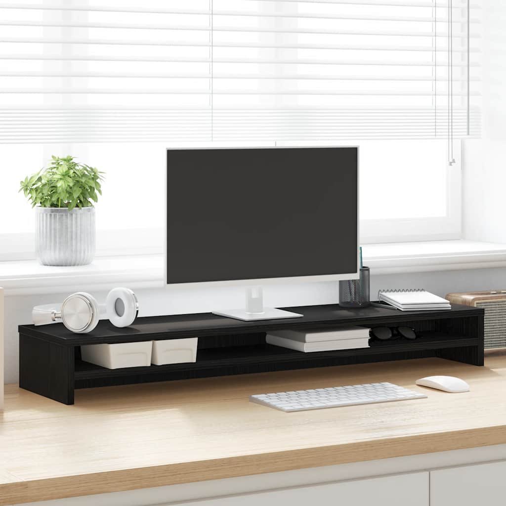 Walplus Engineered Wood Monitor Stand - Dark Oak - 100 x 24 x 13 cm