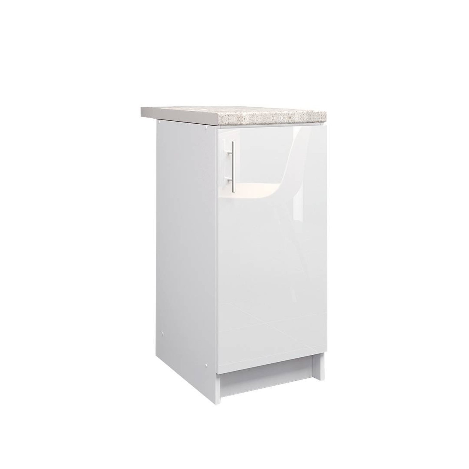JD Greta 400mm Base Cabinet with 1 Door & Worktop - White Gloss