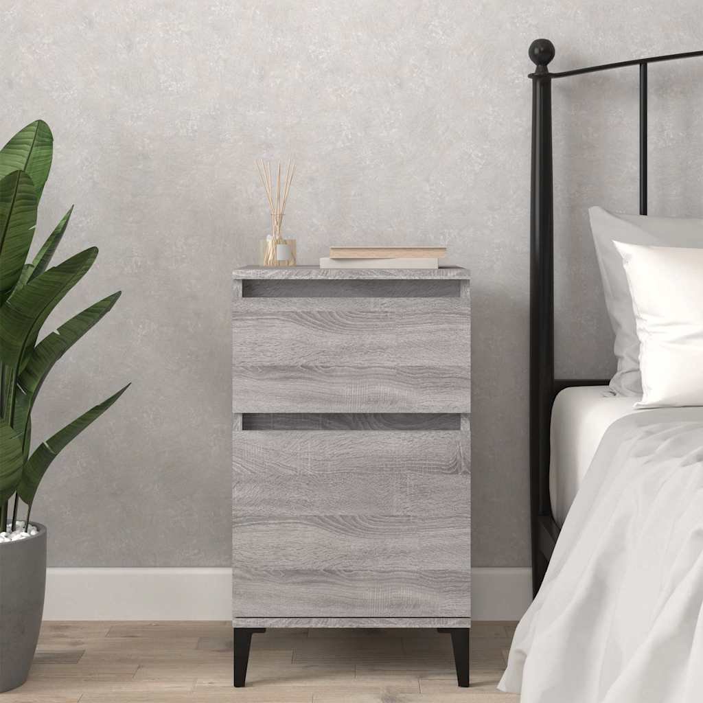 Walplus Engineered Wood Bedside Cabinet - Grey and Oak - 40 x 35 x 70 cm