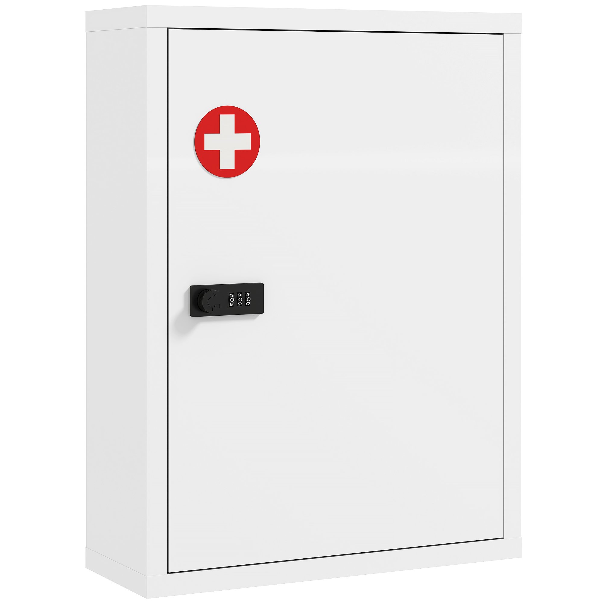 HOMCOM Combination Lock Wall Mount Medicine Cabinet - White