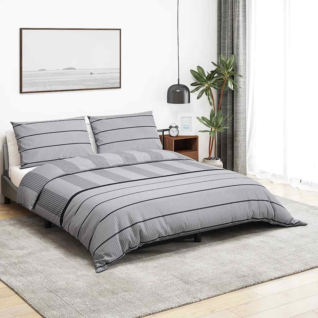 Walplus Lining Cotton Duvet Cover Set - Grey and Black - 65 x 65 cm