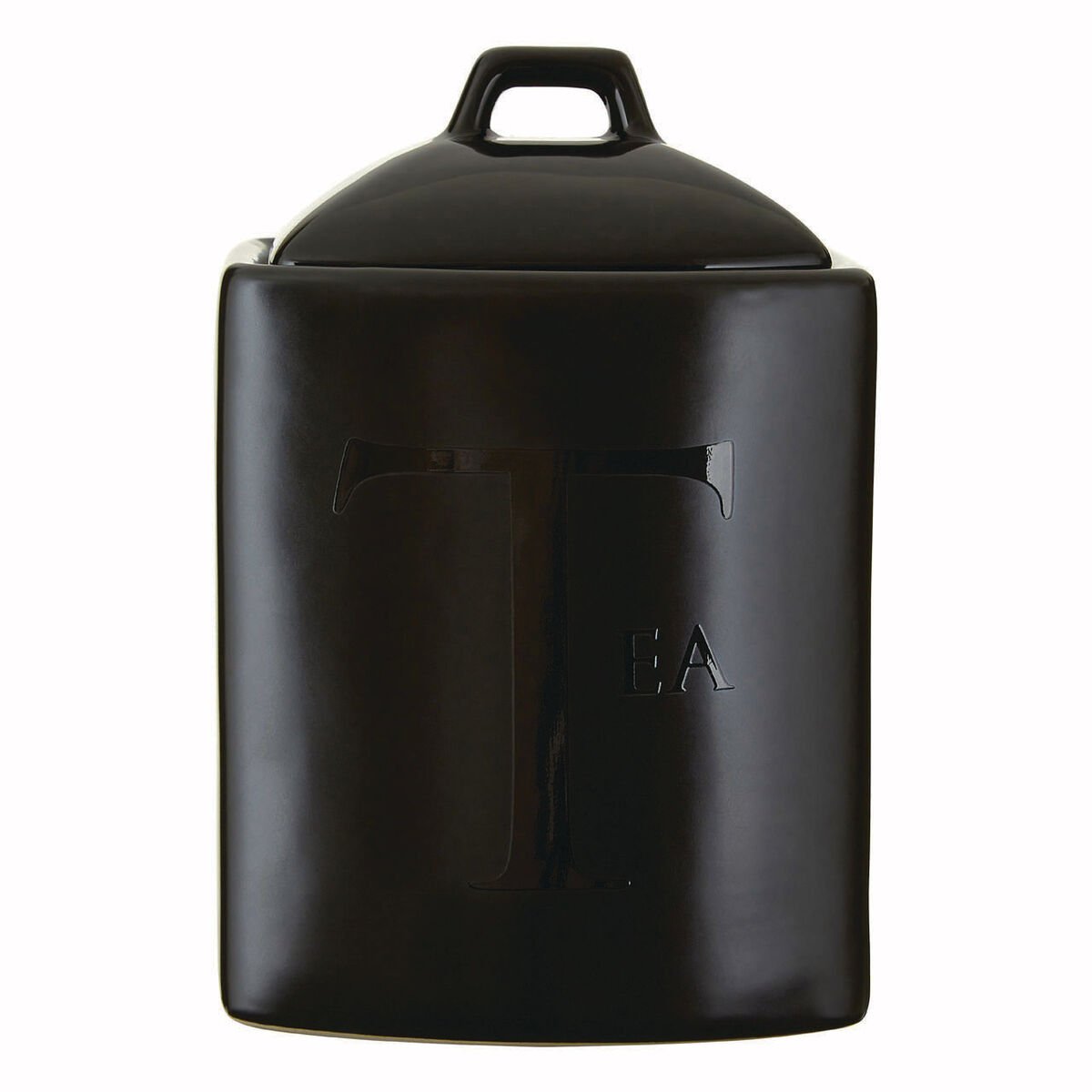 Orsina Text Stoneware Tea Canister – Black
