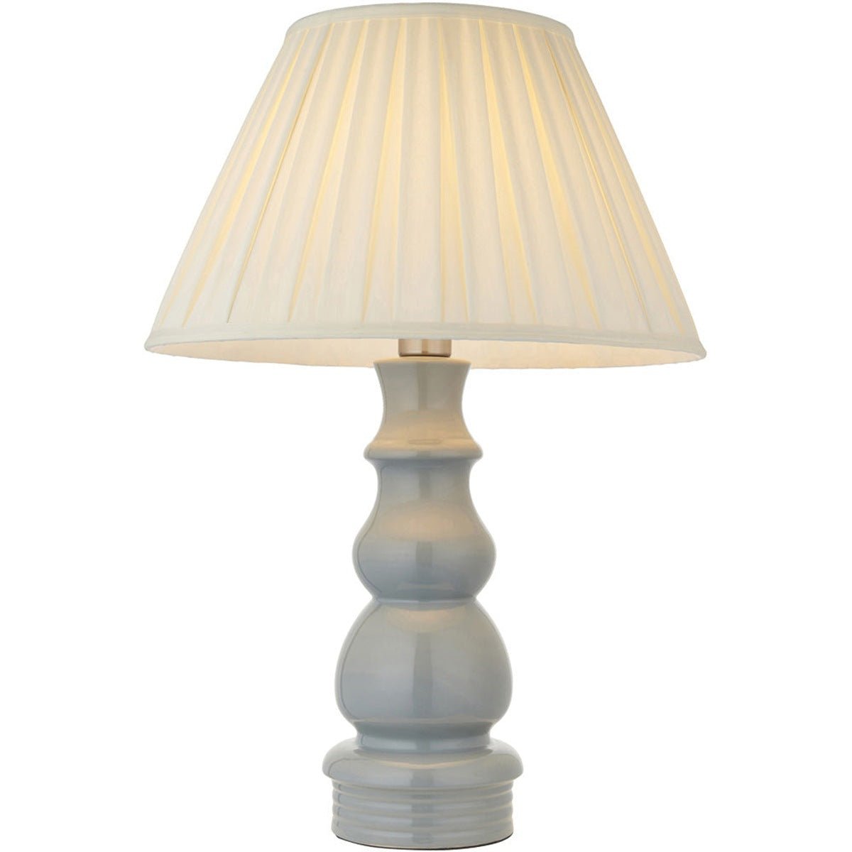 Loops Direct 46cm Diameter Ceramic Table Lamp - Blue Grey Glaze Cream