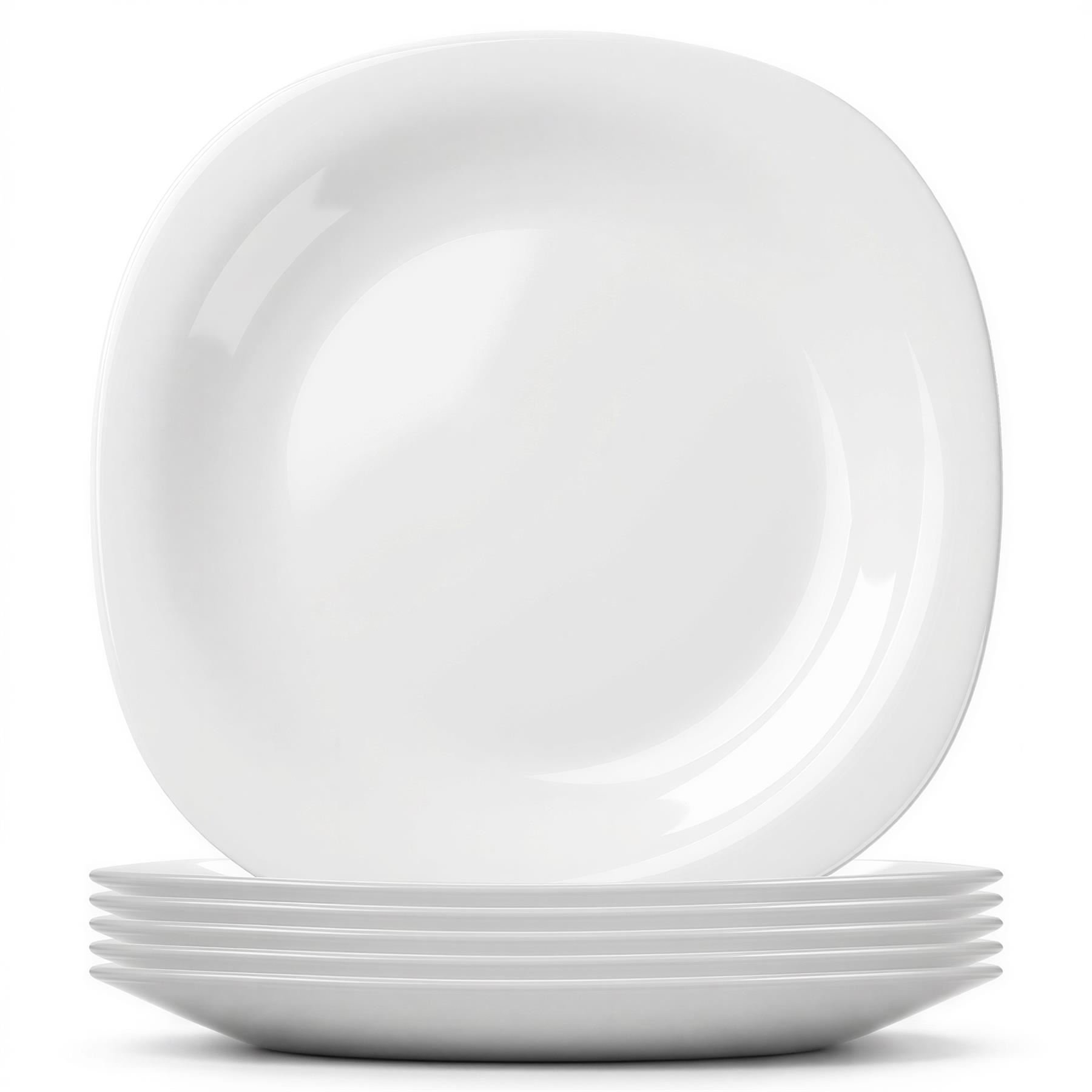 Argon Tableware Square Opalware Dinner Plates - Pack of 6