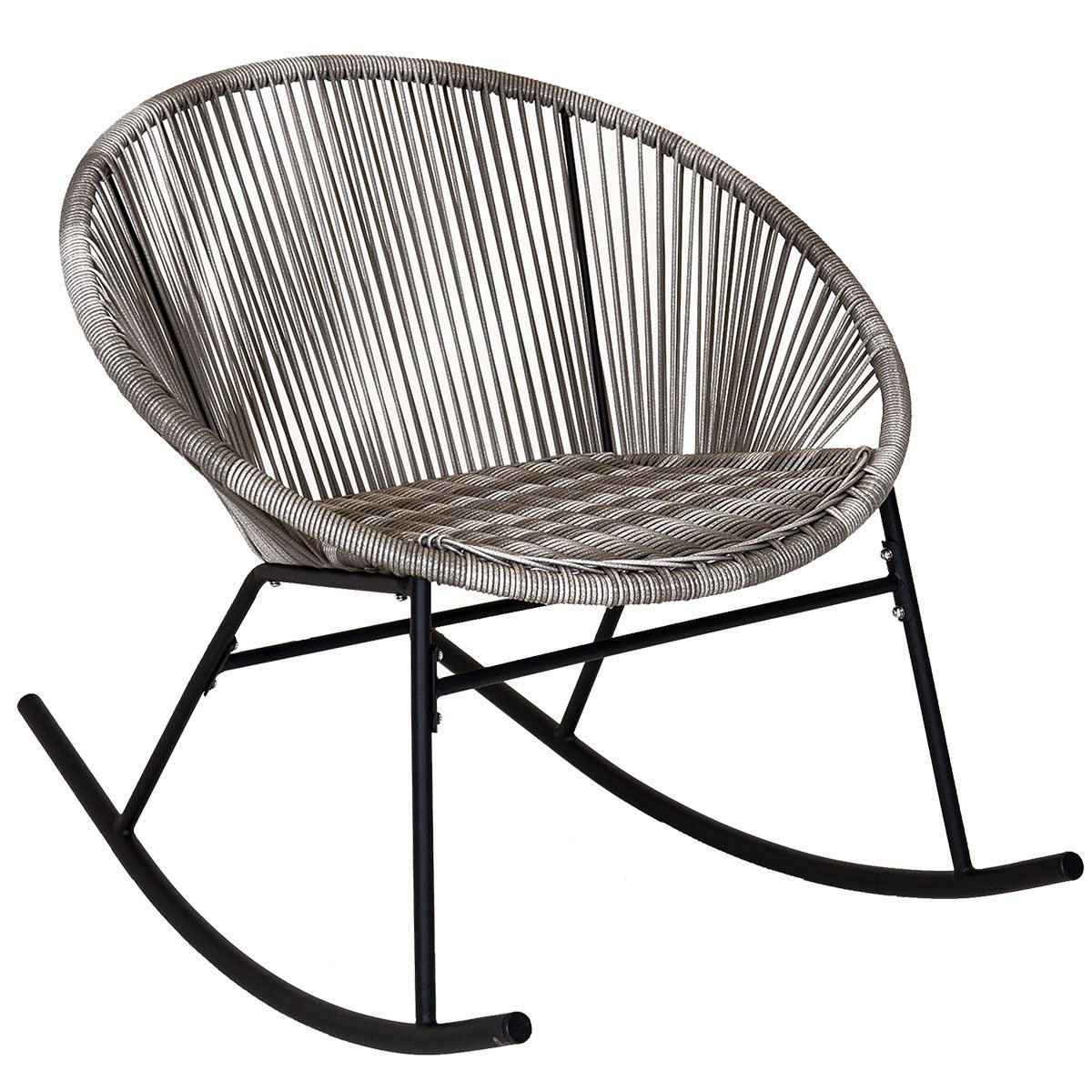Charles Bentley Zanzibar Rocking Chair Rattan String Seat - Grey