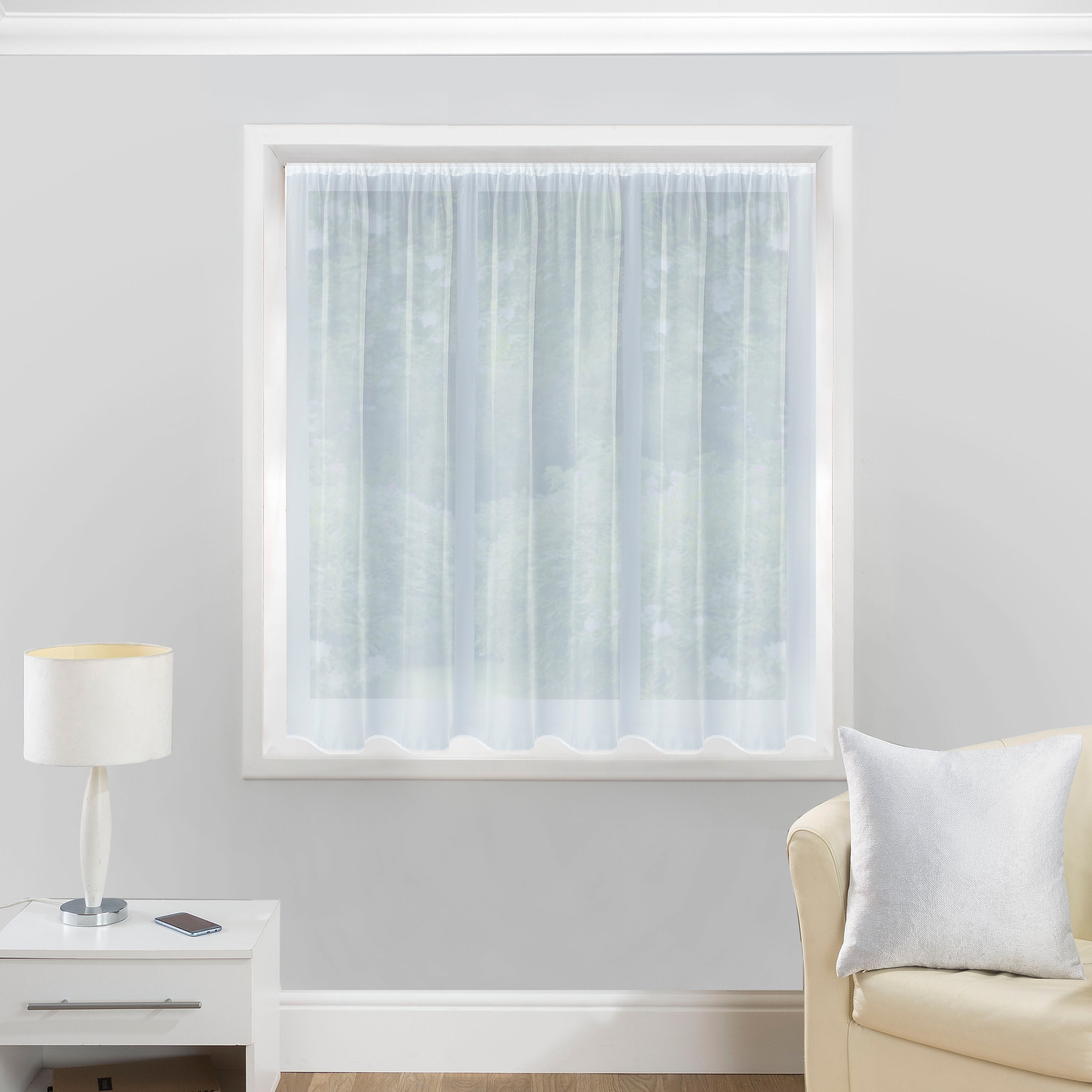Tyrone Textiles Albany Plain Pre-Cut Net Panel - 200 x 137cm - White