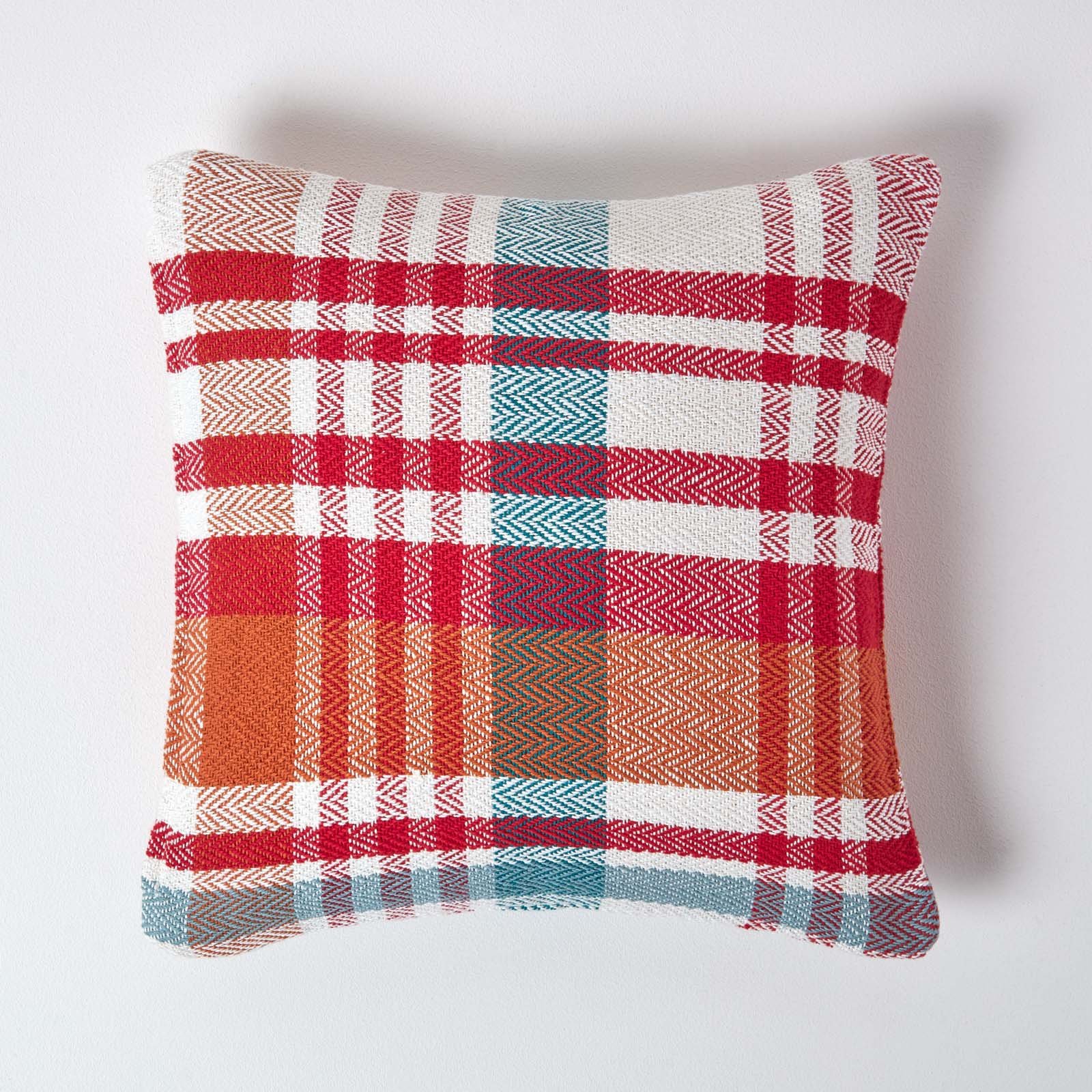 Homescapes Red Falun Tartan Cotton Cushion Cover - 45 x 45 cm