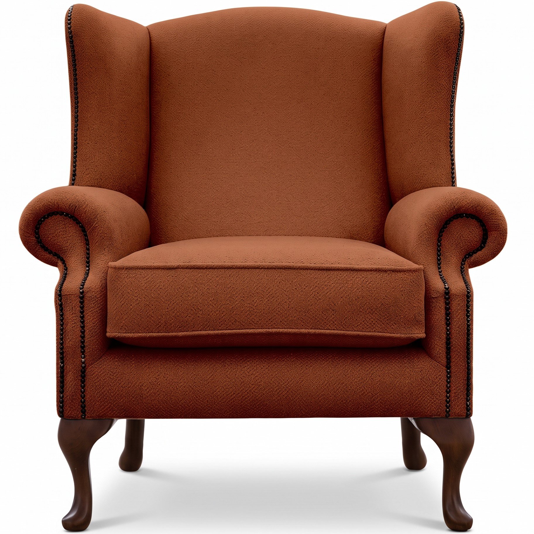 Somnior Darcy Sherpa Fabric Wing Accent Chair with Studs - Orange