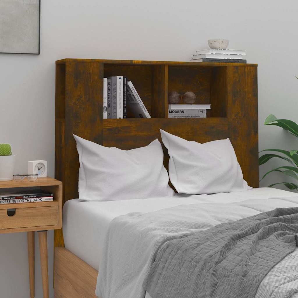 Walplus Engineered Wood Headboard Cabinet - Dark Oak - 100 x 18.5 x 102.5 cm