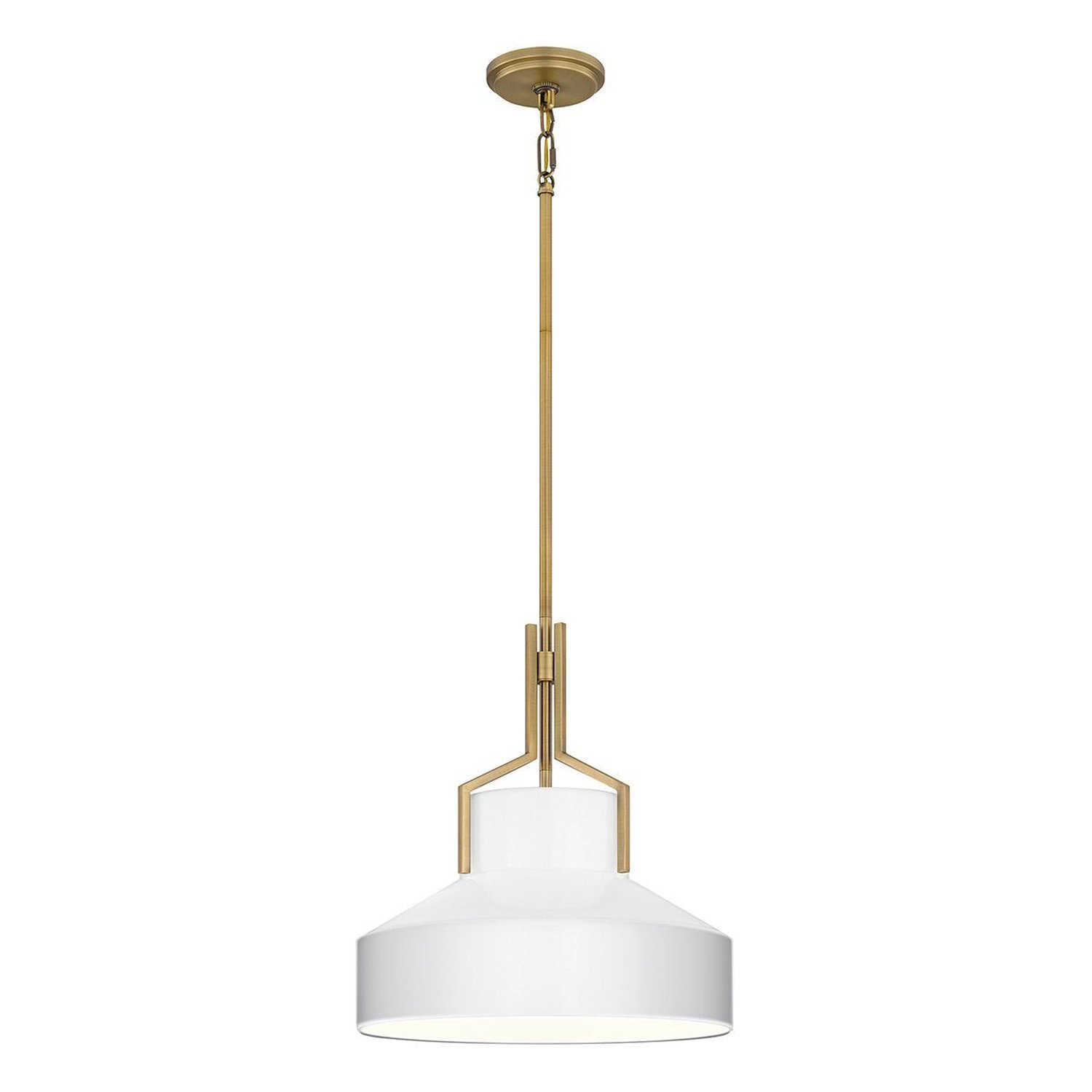 Elstead Quoizel 2 Arm Pendant Light - Aged Brass and Cased Opal glass Shade