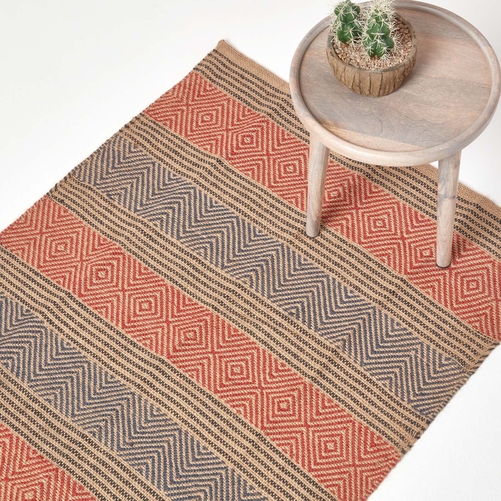 Homescapes Geometric Patterned Jute Rug – 60 x 100 cm – Multicolour