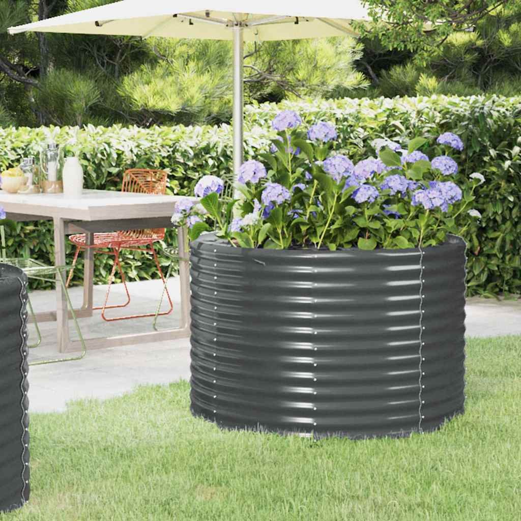 Walplus Galvanised Steel Garden Raised Bed - Anthracite - 100 x 100 x 68 cm
