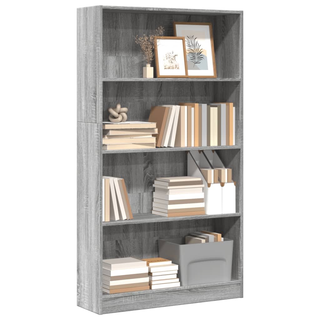Walplus Engineered Wood Bookcase - Grey and Oak - 80 x 24 x 143 cm
