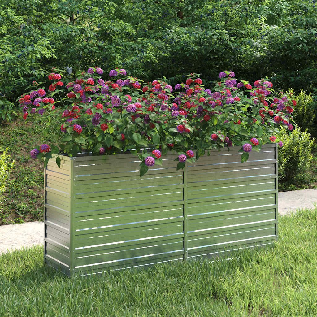 Walplus Galvanised Steel Raised Garden Bed - Silver - 160 x 40 x 77 cm
