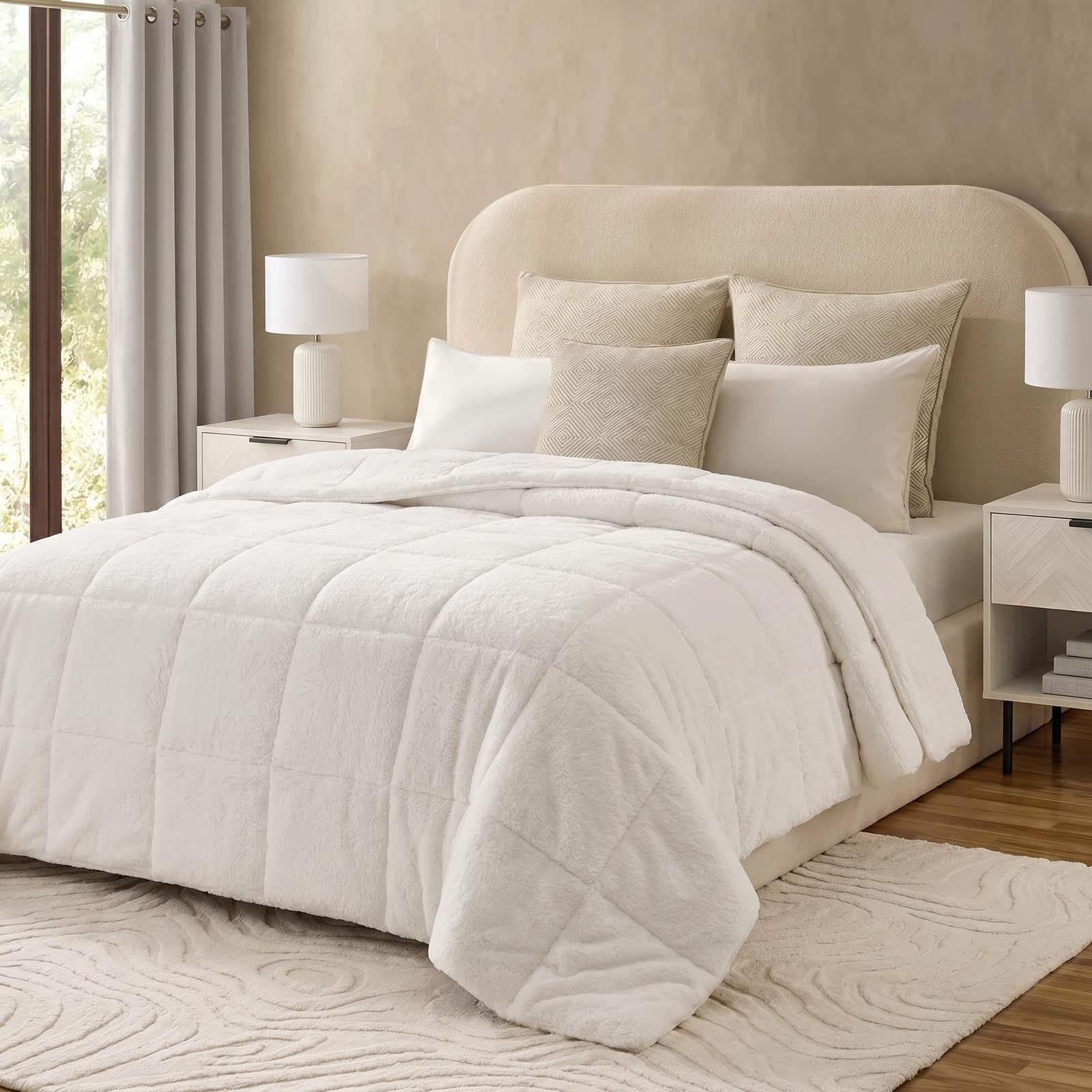 OHS Teddy Fleece 8kg Weighted Blanket - 150x200cm - Cream