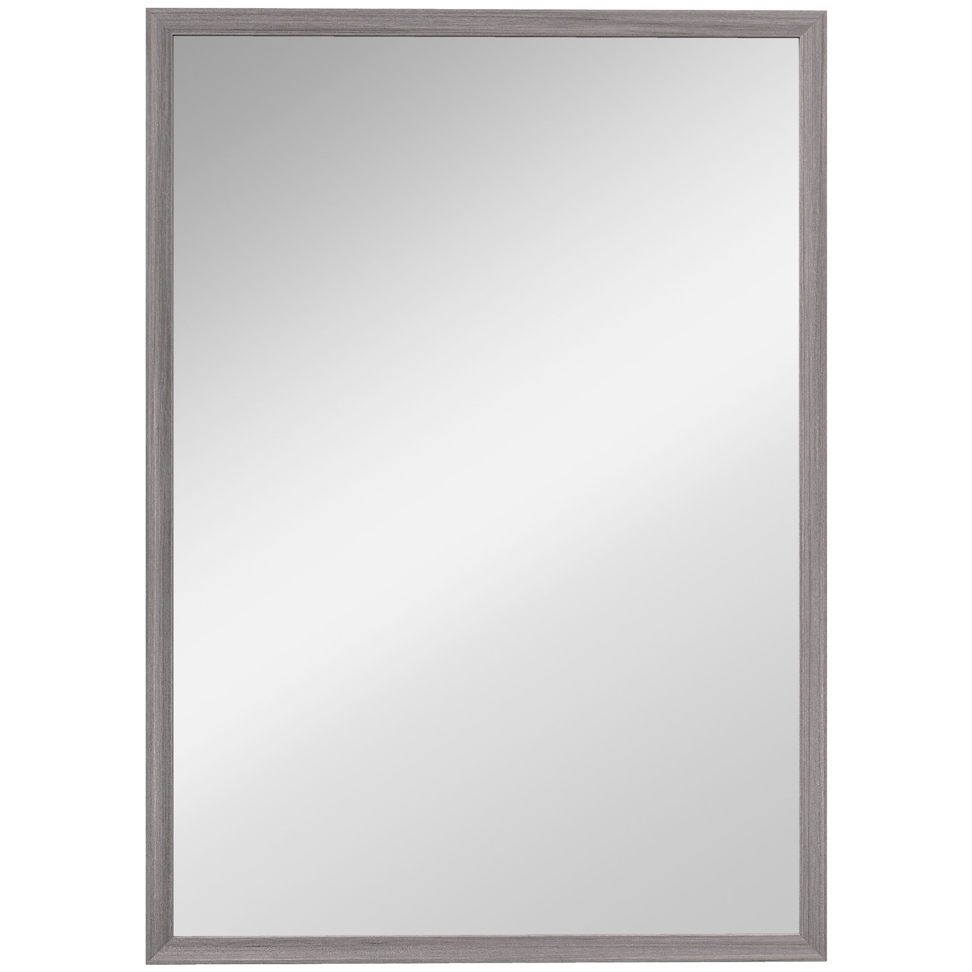 HOMCOM Decorative Rectangular Wall Mounted Mirror - Grey Wood Grain