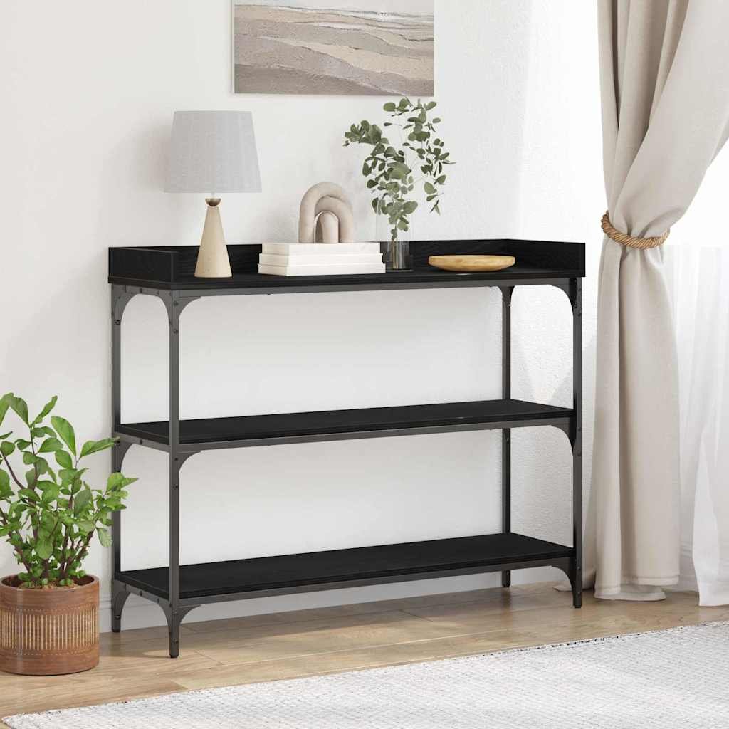 Walplus Shelf Engineered Wood Console Table - Black Oak - 100 x 30 x 80 cm