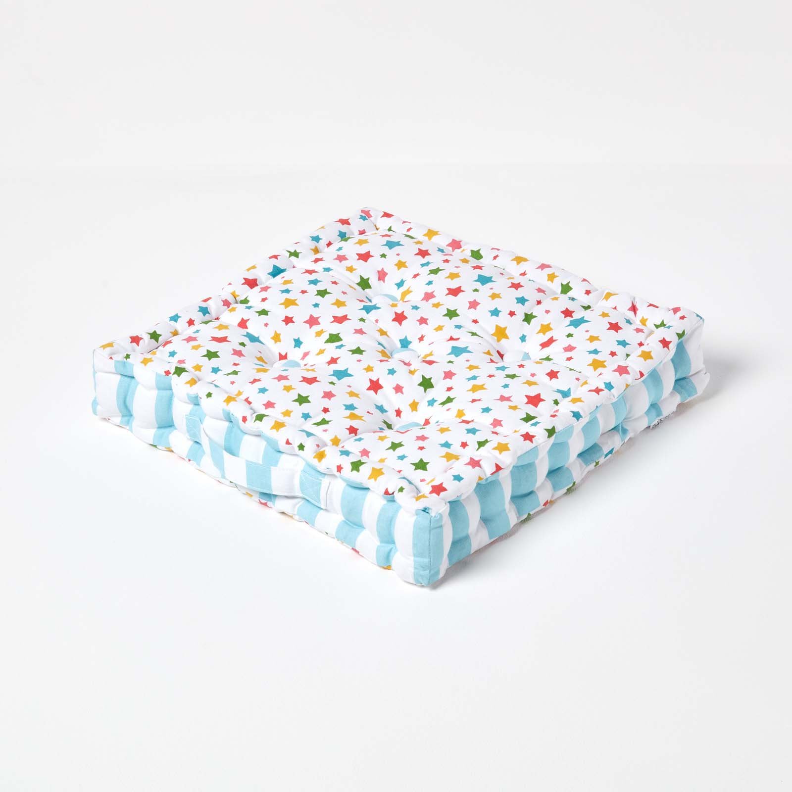 Homescapes Cotton Stars Floor Cushion – 50 x 50 cm – Multi Coloured