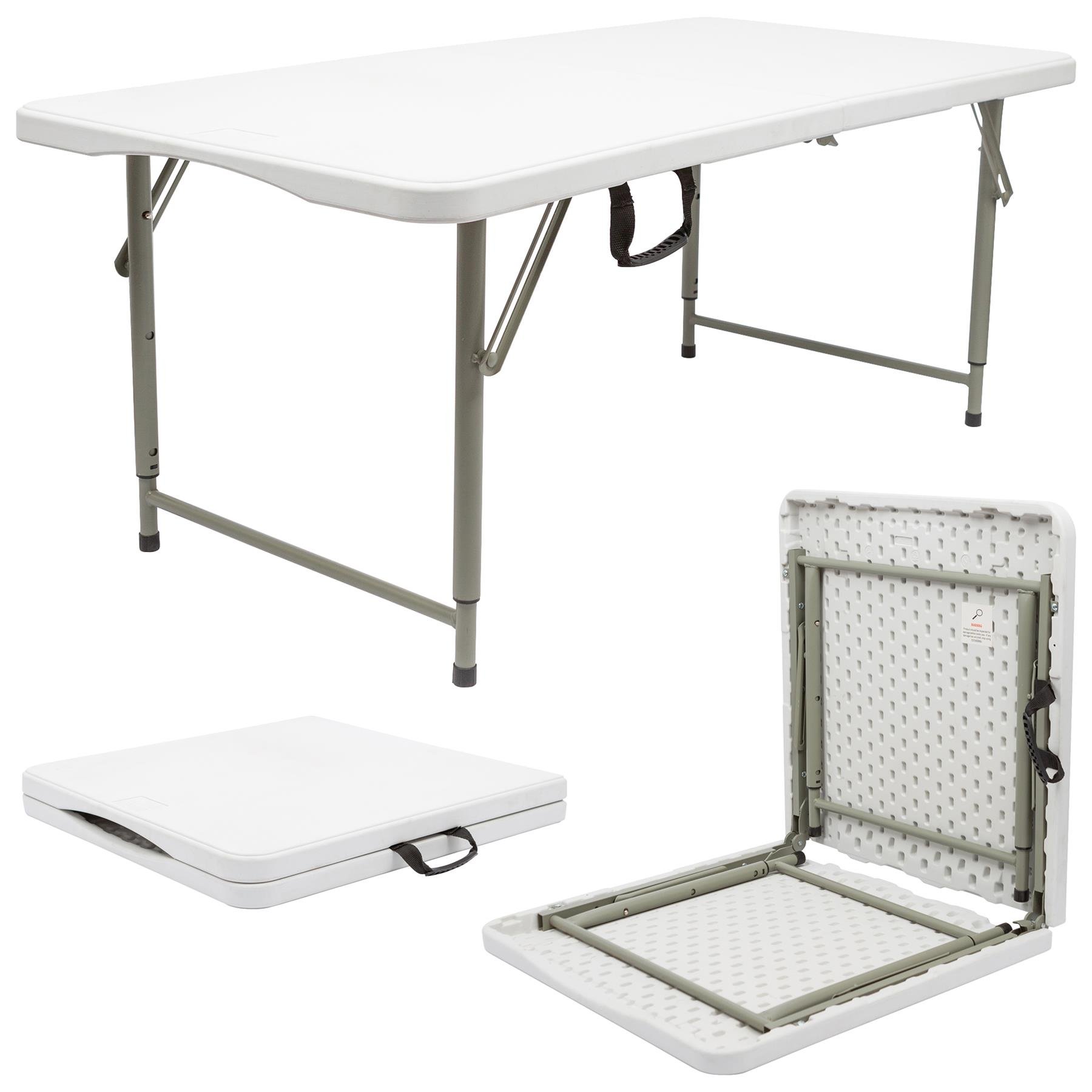 Harbour Housewares Height Adjustable Folding Trestle Table - White