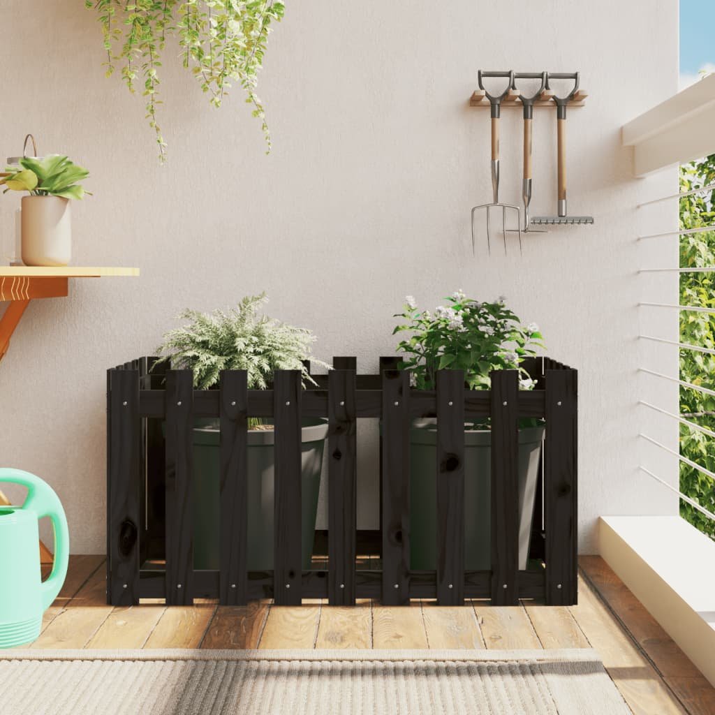 Walplus Wood Raised Garden Bed - Black - 100 x 50 x 50 cm