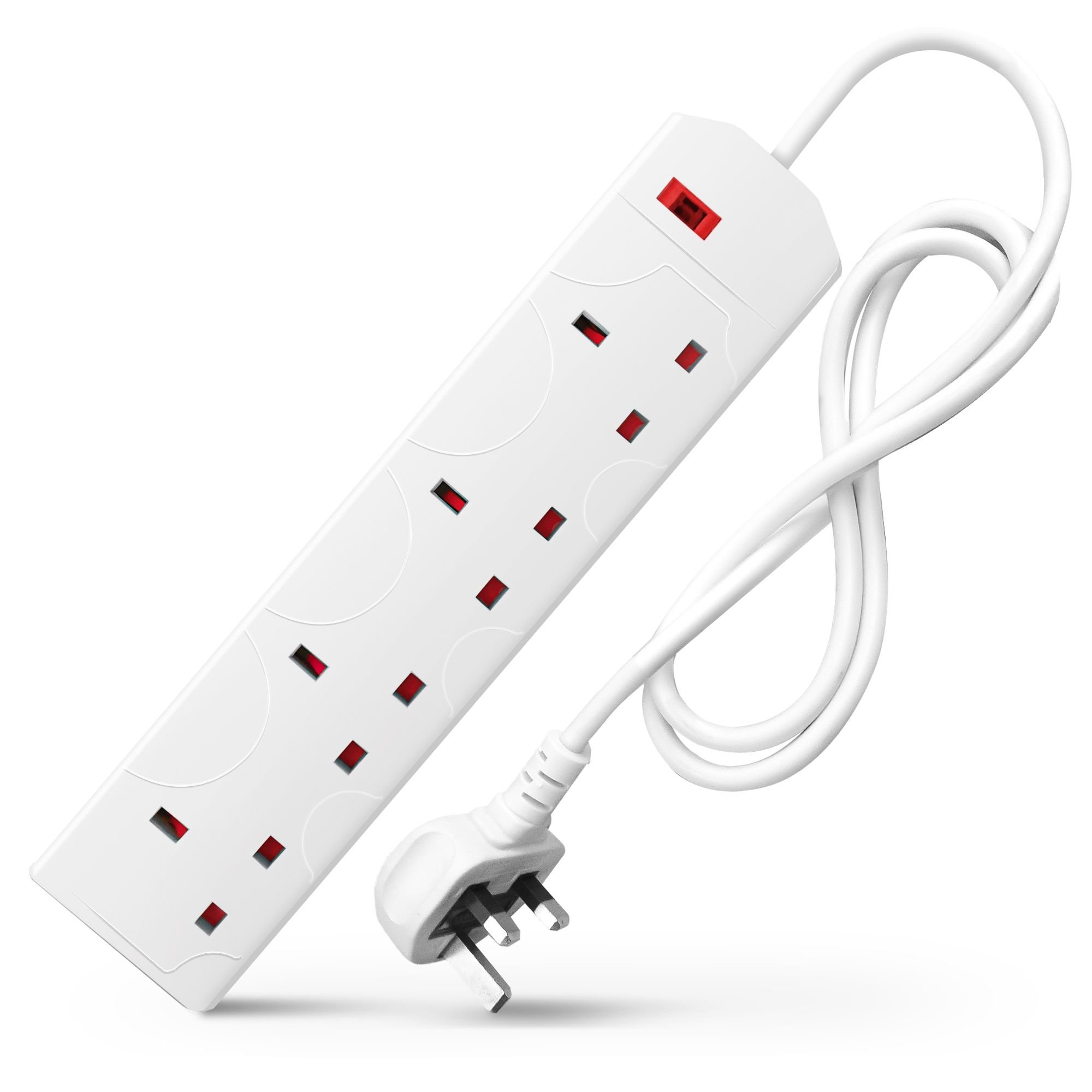 Desiretech 4 Gang Wall Mountable Extension Lead - 1 Metre - White