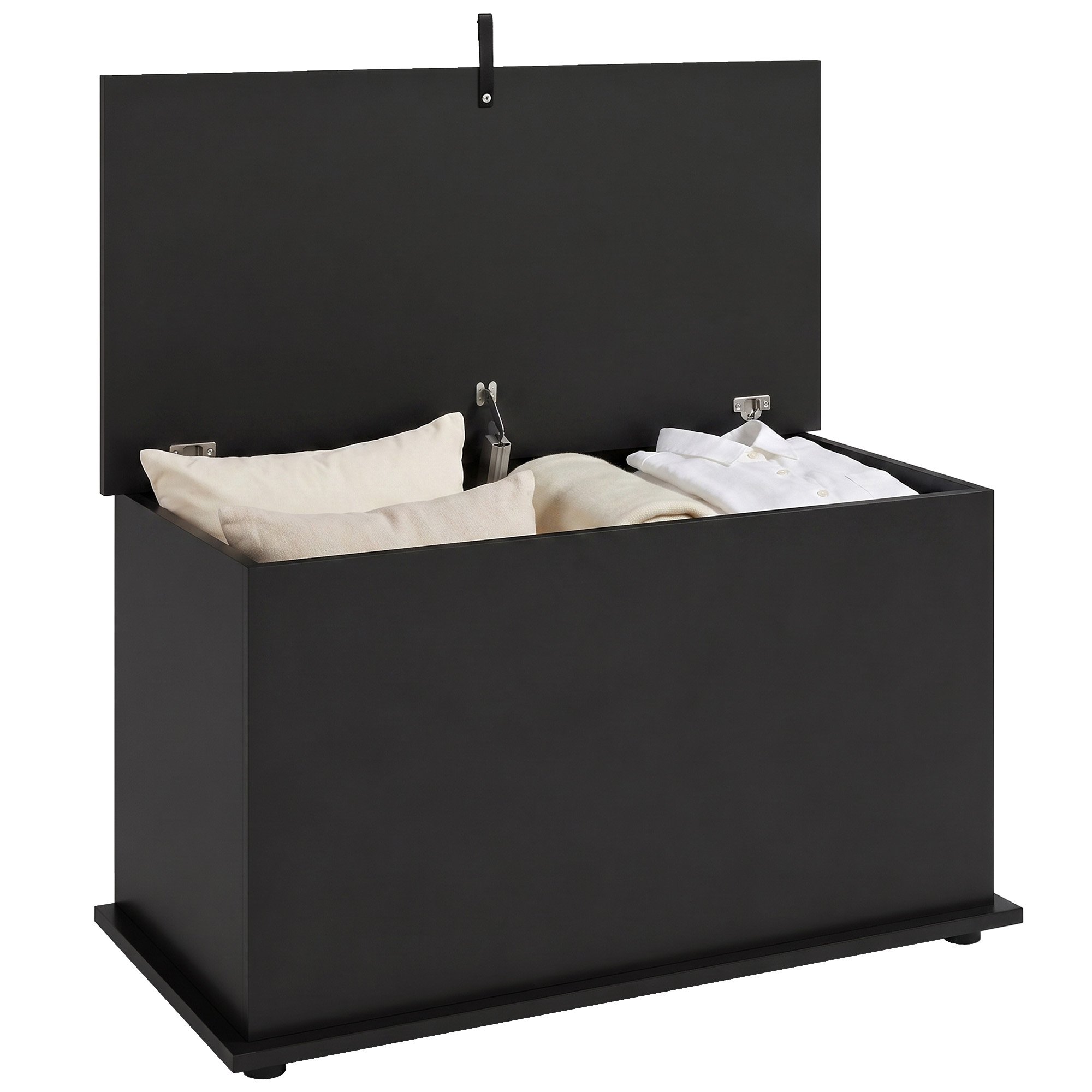 HOMCOM Storage Chest with Safety Hinged Lid and Storage Trunk - Black