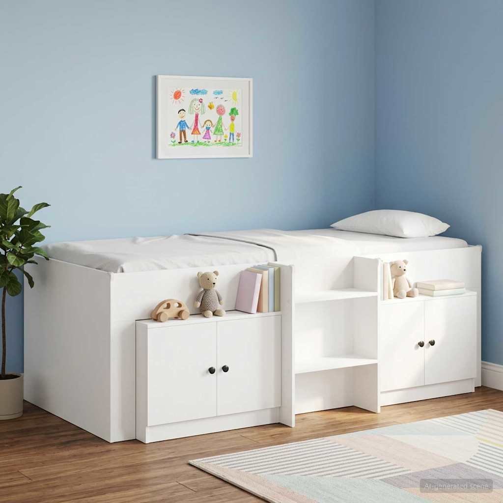 Walplus Pack of 2 Engineered Wood Bedside Cabinet - White - 66 x 35 x 48 cm
