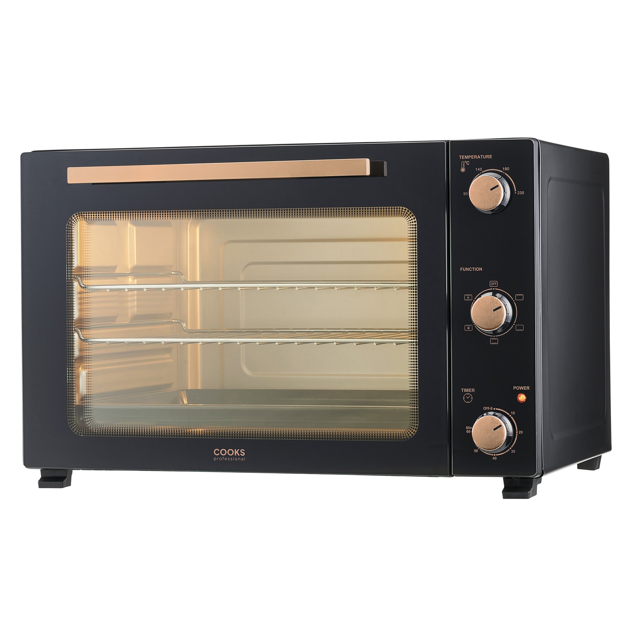 Cooks Professional 60L X-Large Mini Oven Countertop Cooker - Black & Copper