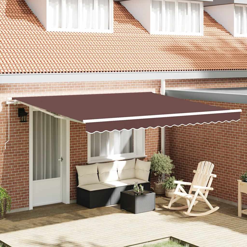 Walplus Manual Polyester Retractable Awning - Brown - 400x300 cm