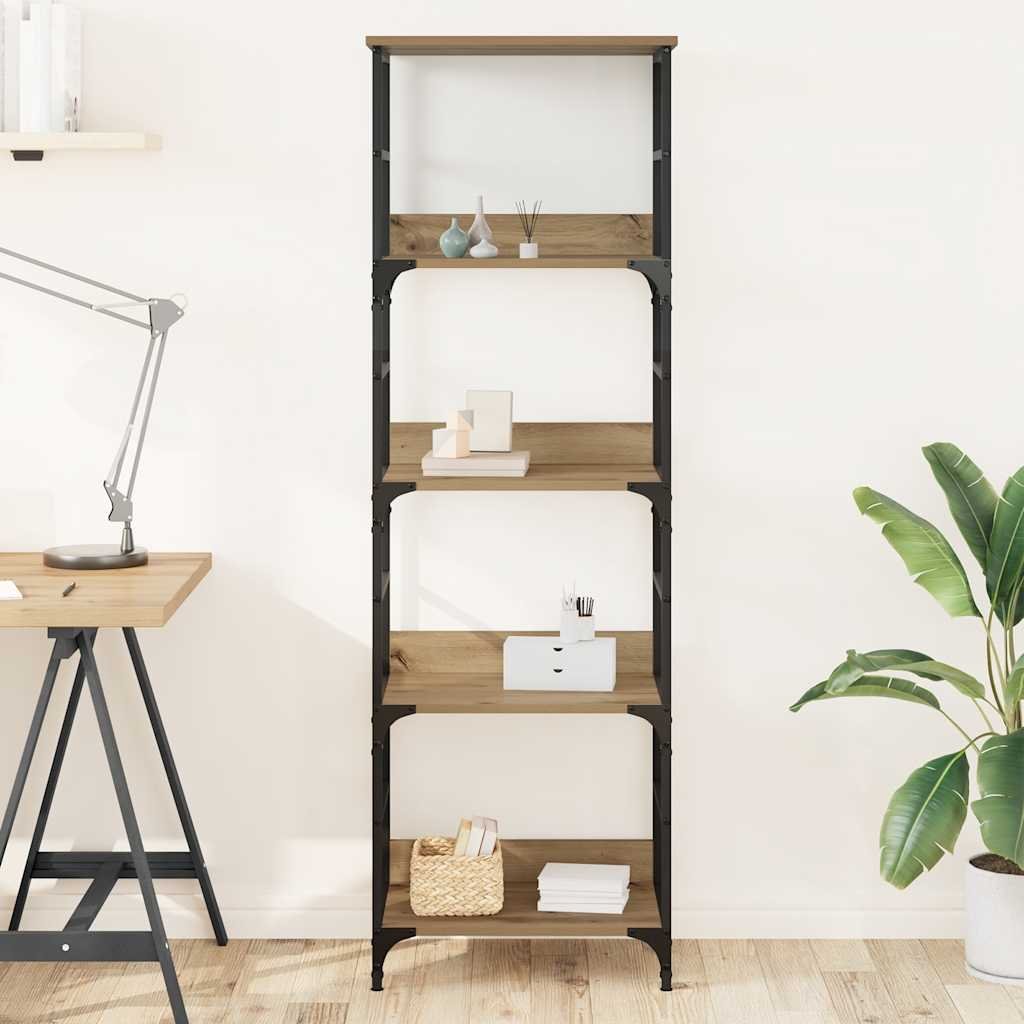 Walplus Engineered Wood Bookshelf - Dark Oak - 50 x 33 x 153 cm