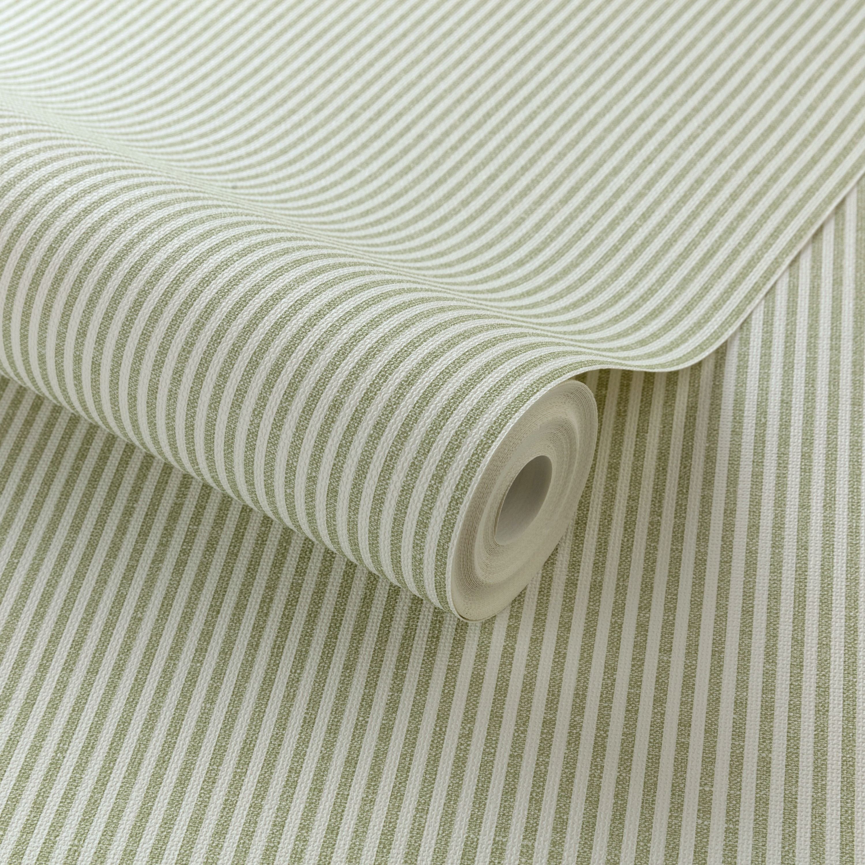Grandeco Pinstripe Nursery Textured Wallpaper - Green