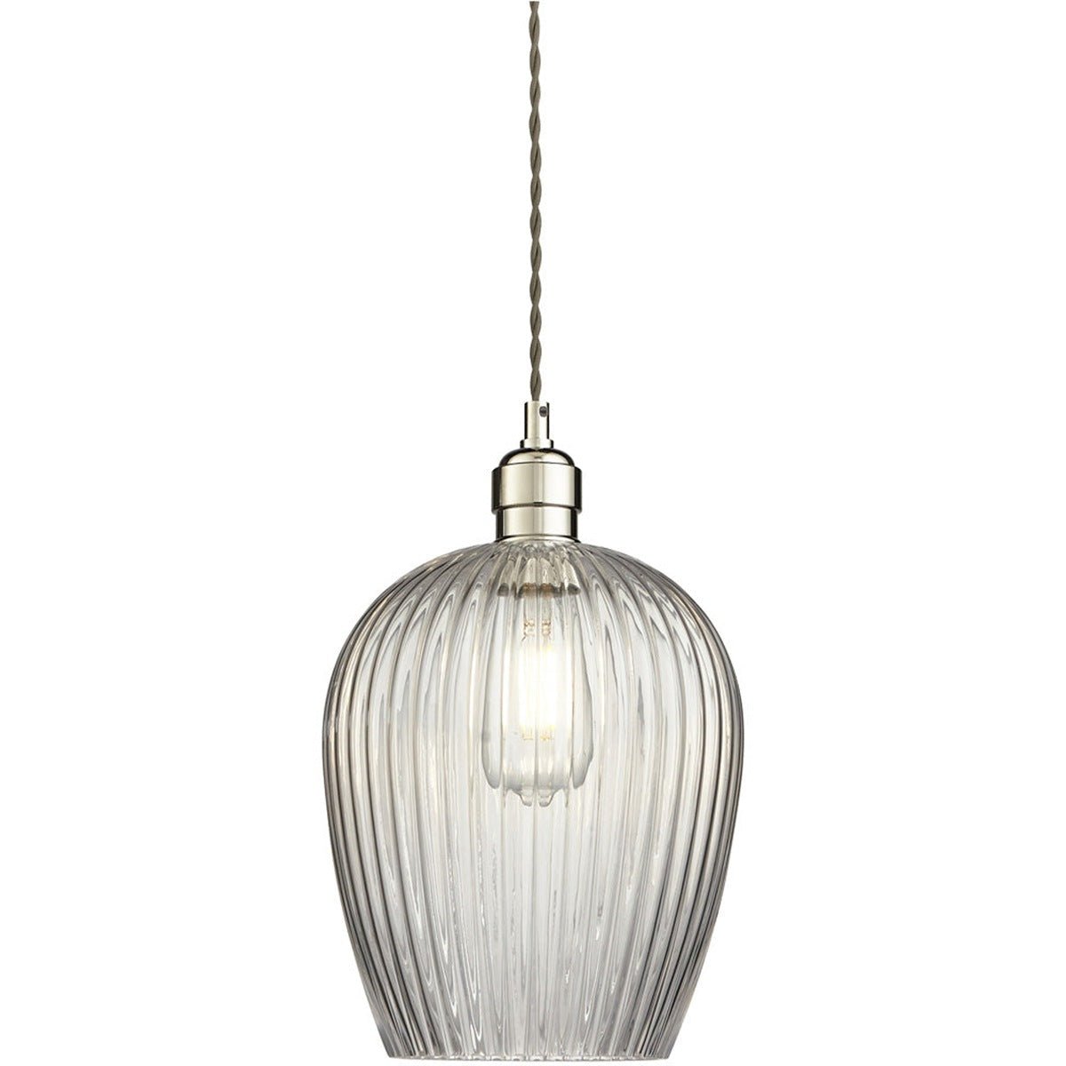 Loops Direct LED E27 Steel Pendant Light - Bright Nickel