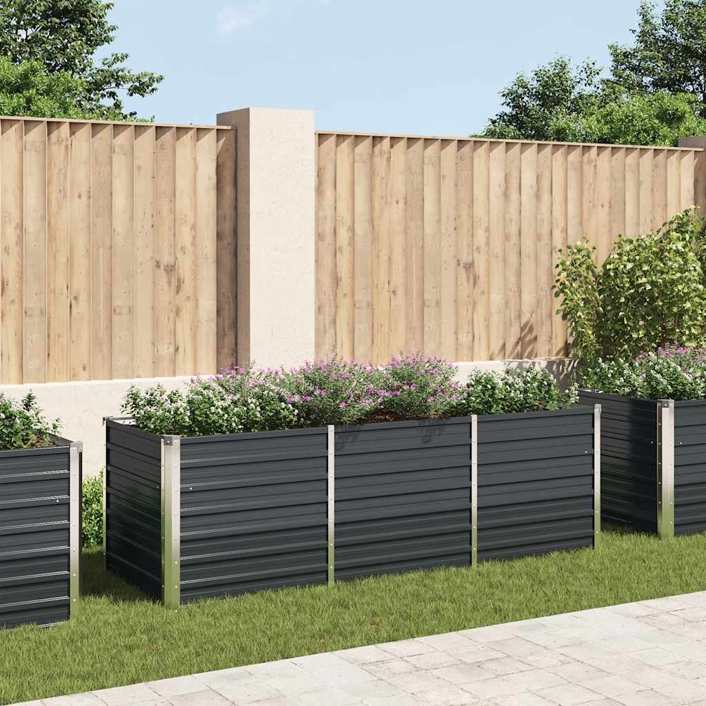 Walplus Galvanised Steel Raised Bed - Anthracite - 240 x 80 x 77 cm