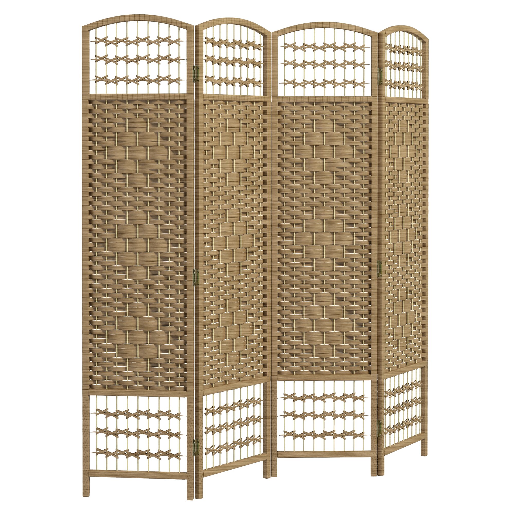 HOMCOM 4 Panel Folding Paper Rope 160 x 170cm Room Divider – Natural
