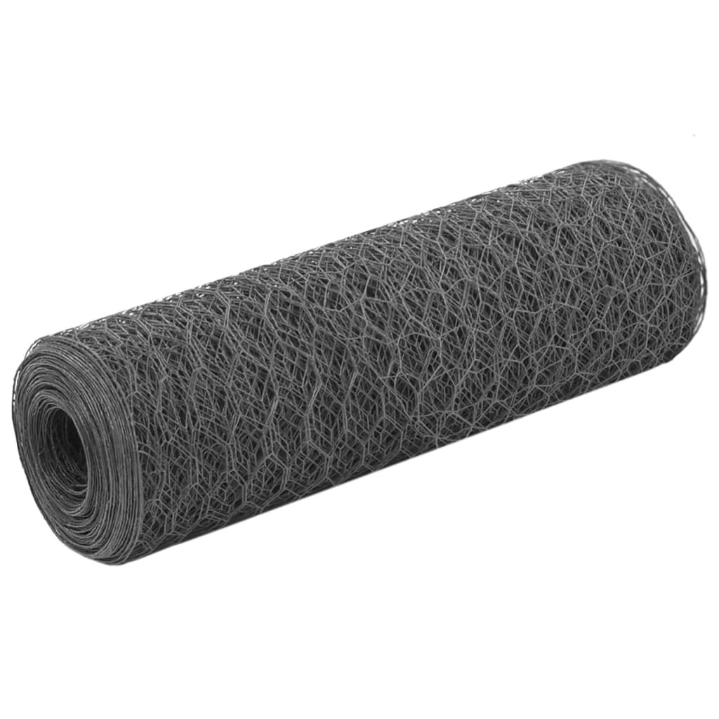 Walplus Steel Chicken Wire Fence - Grey - 25 x 0.5 m