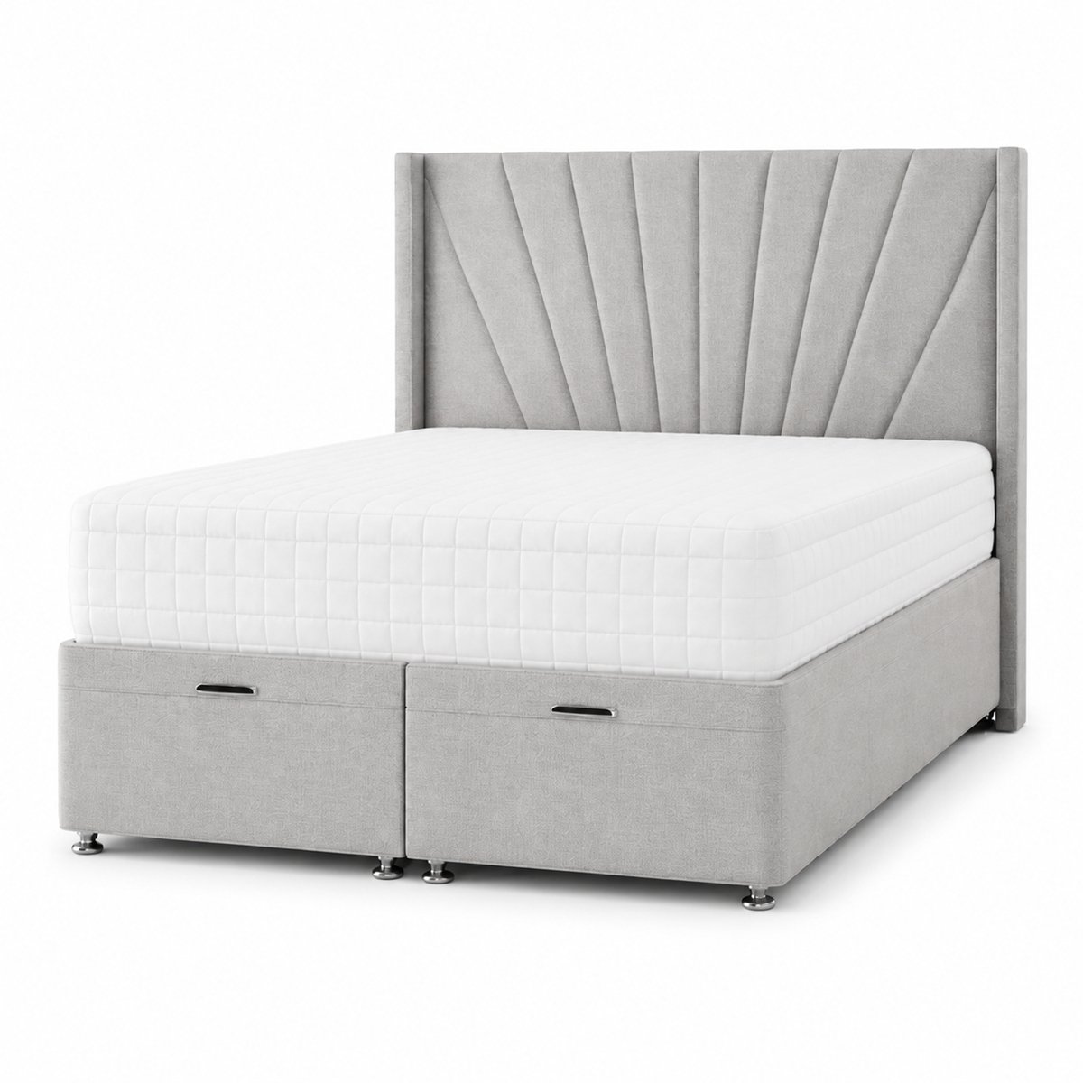 Comfy Deluxe Jasmine  6ft Super King Ottoman End Lift  Bed Set - Linen Silver