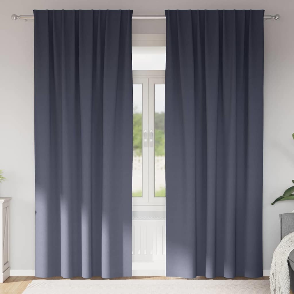 Walplus Set of 2 Ring Top Blackout Curtains - Anthracite - 245 x 140 cm